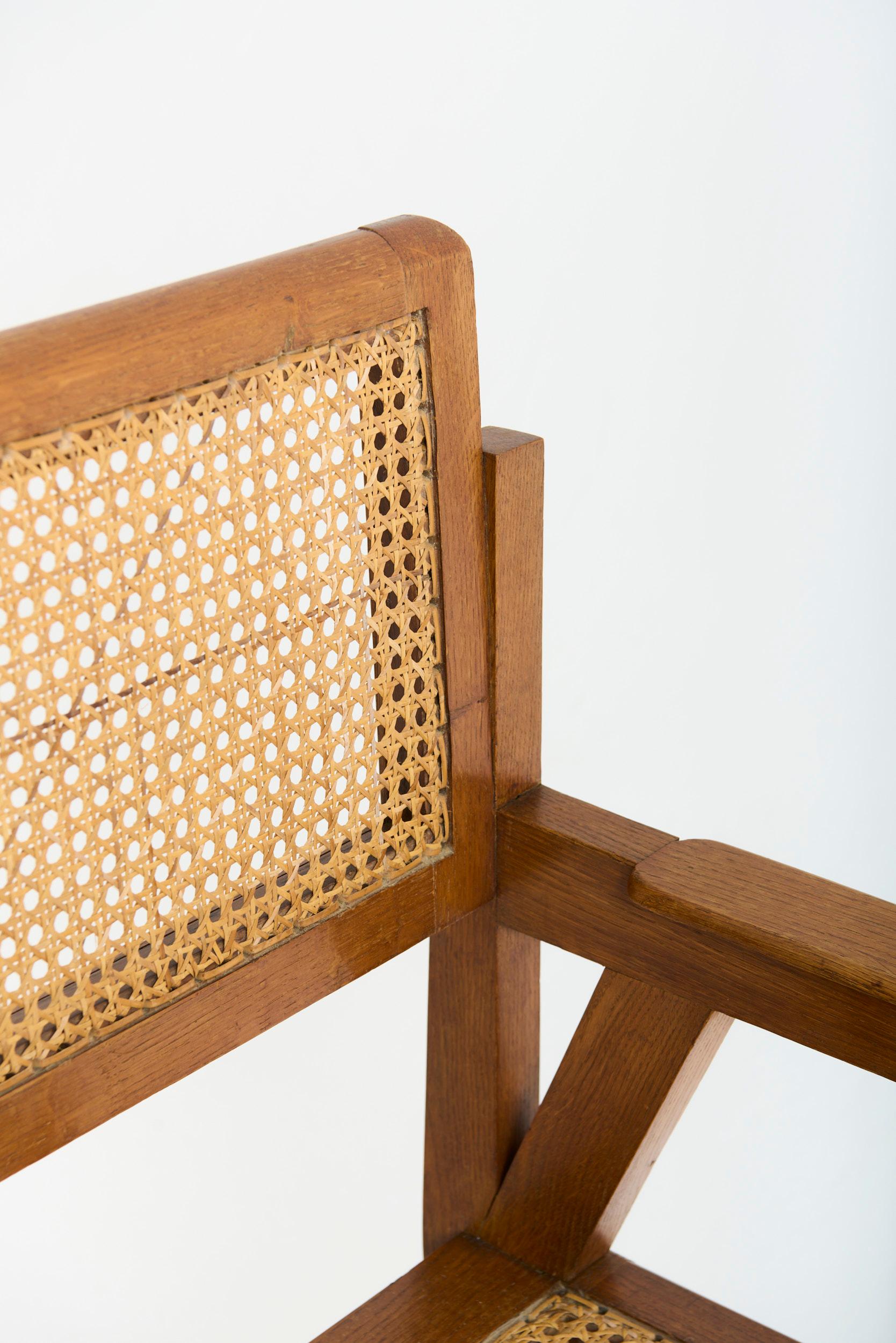 Oak and Cane Armchair For Sale 1
