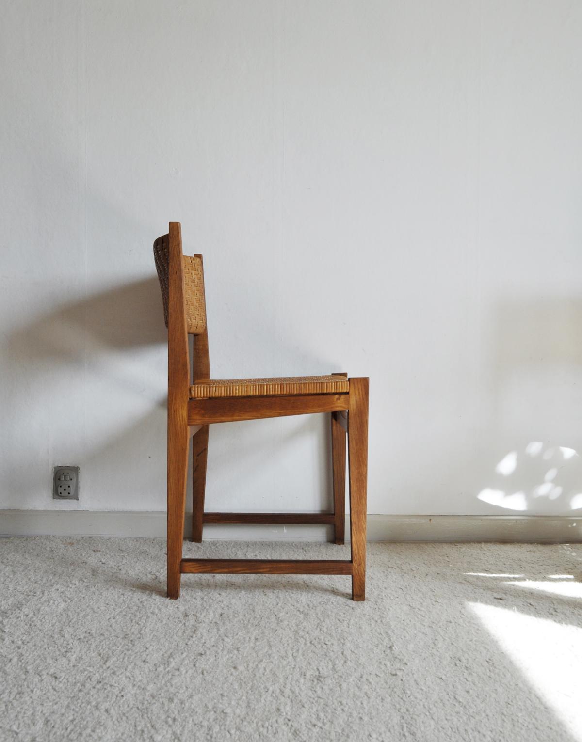 Oak and Cane Dining Chair by Peter Hvidt & Orla Mølgaard-Nielsen For Sale 3