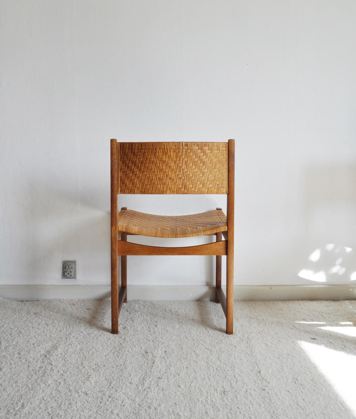 Oak and Cane Dining Chair by Peter Hvidt & Orla Mølgaard-Nielsen For Sale 4