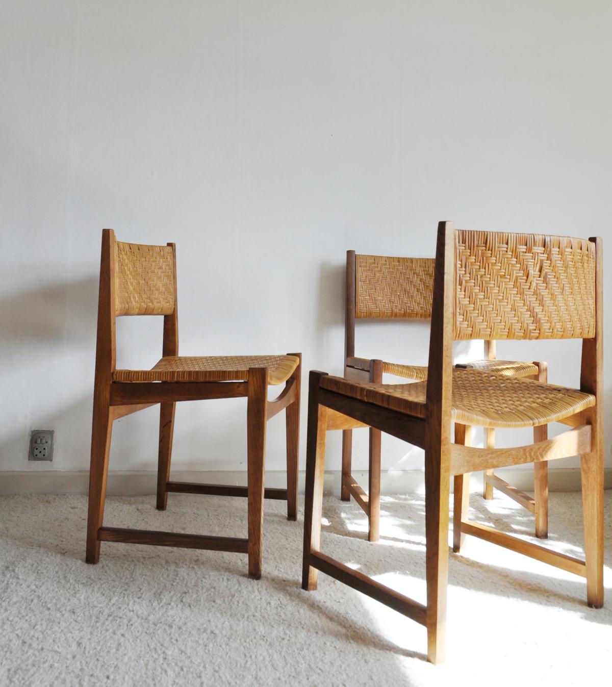 Danish Oak and Cane Dining Chair by Peter Hvidt & Orla Mølgaard-Nielsen For Sale