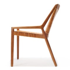 Oak and Cane Lounge Chair by Ejner Larsen & Aksel Bender Madsen for Willy Beck