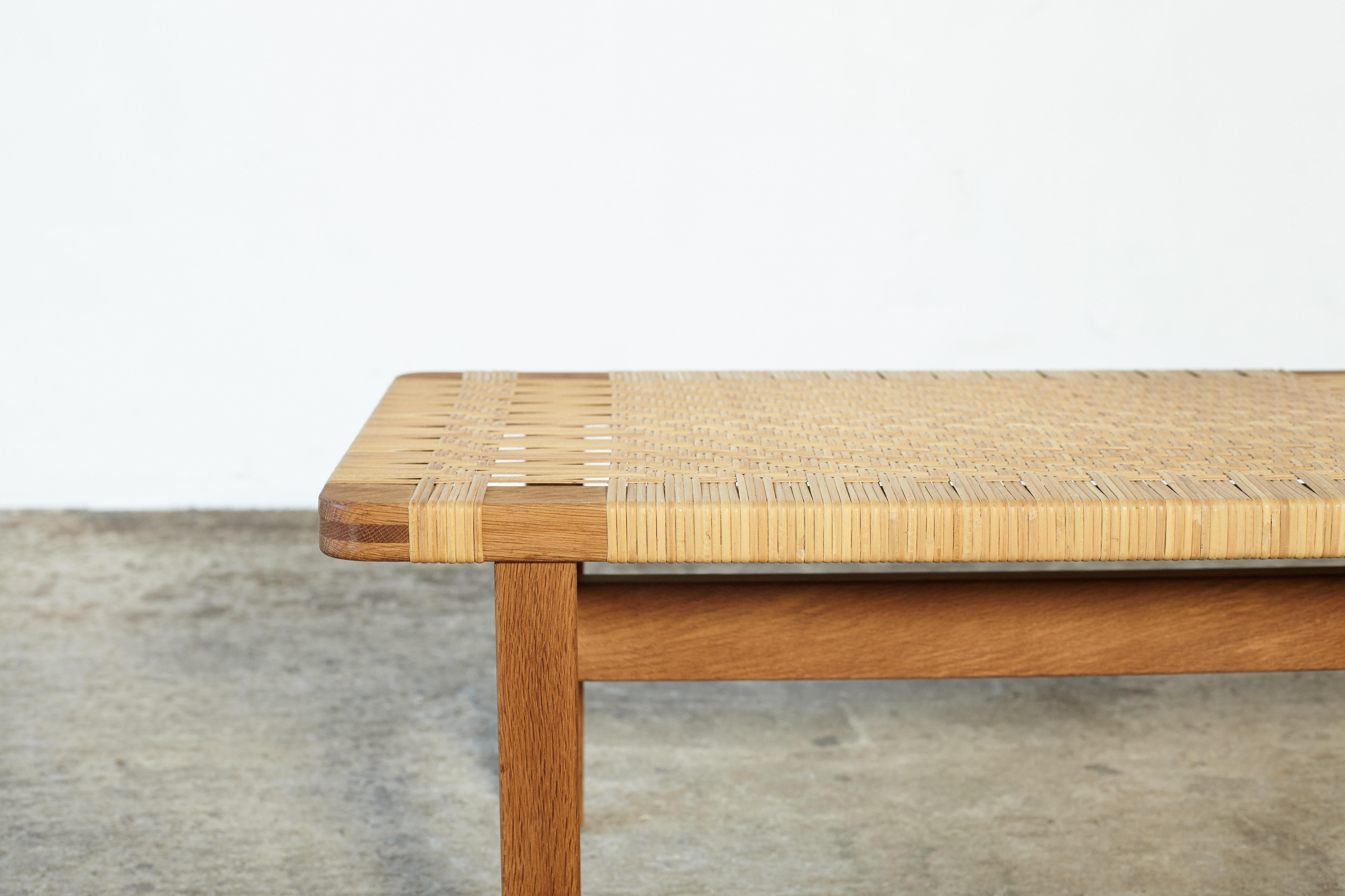 Oak and Cane / Rattan Borge Mogensen Bench, Made by Fredericia, Denmark, 1960s In Good Condition In London, GB