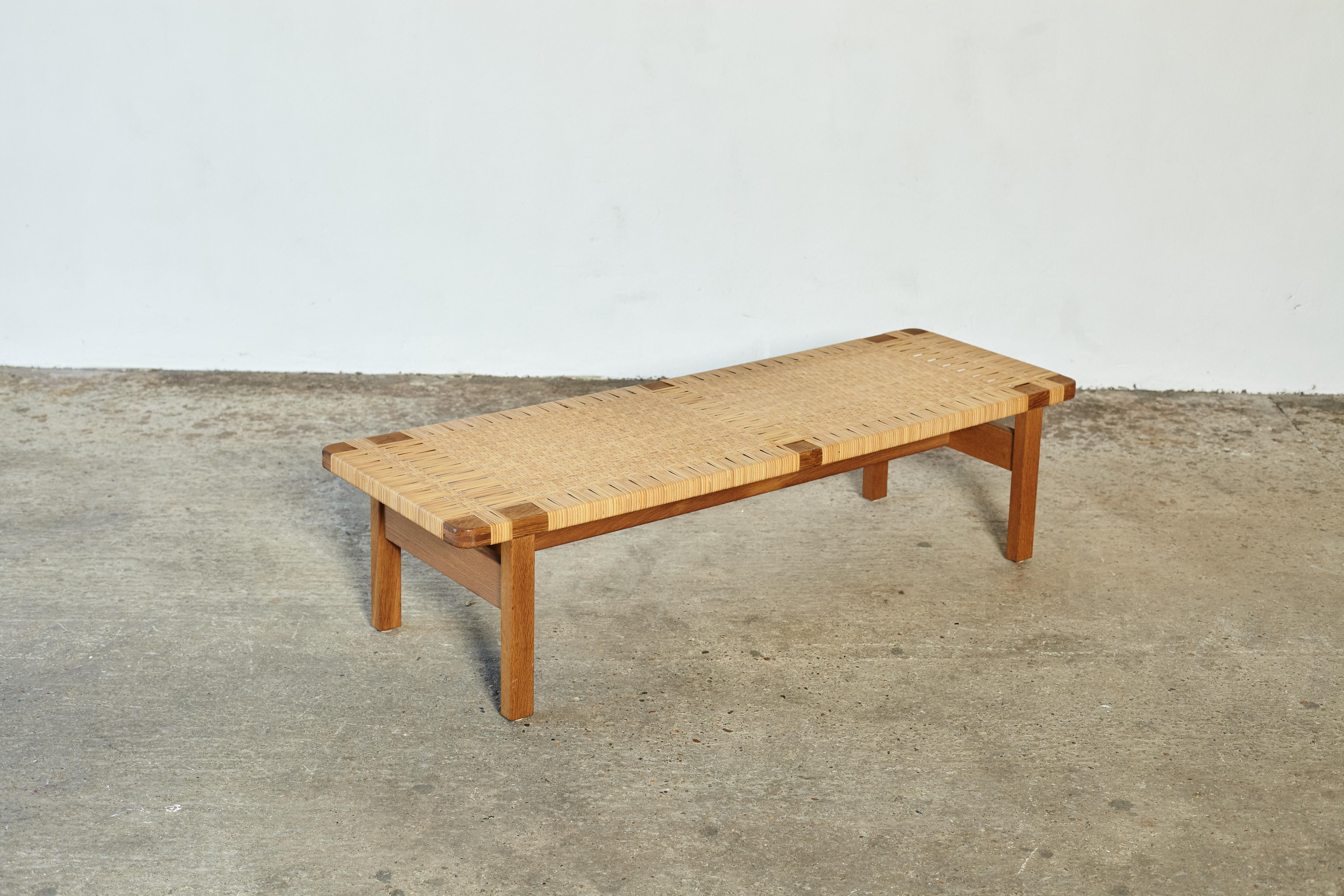 Oak and Cane / Rattan Borge Mogensen Bench, Made by Fredericia, Denmark, 1960s 1