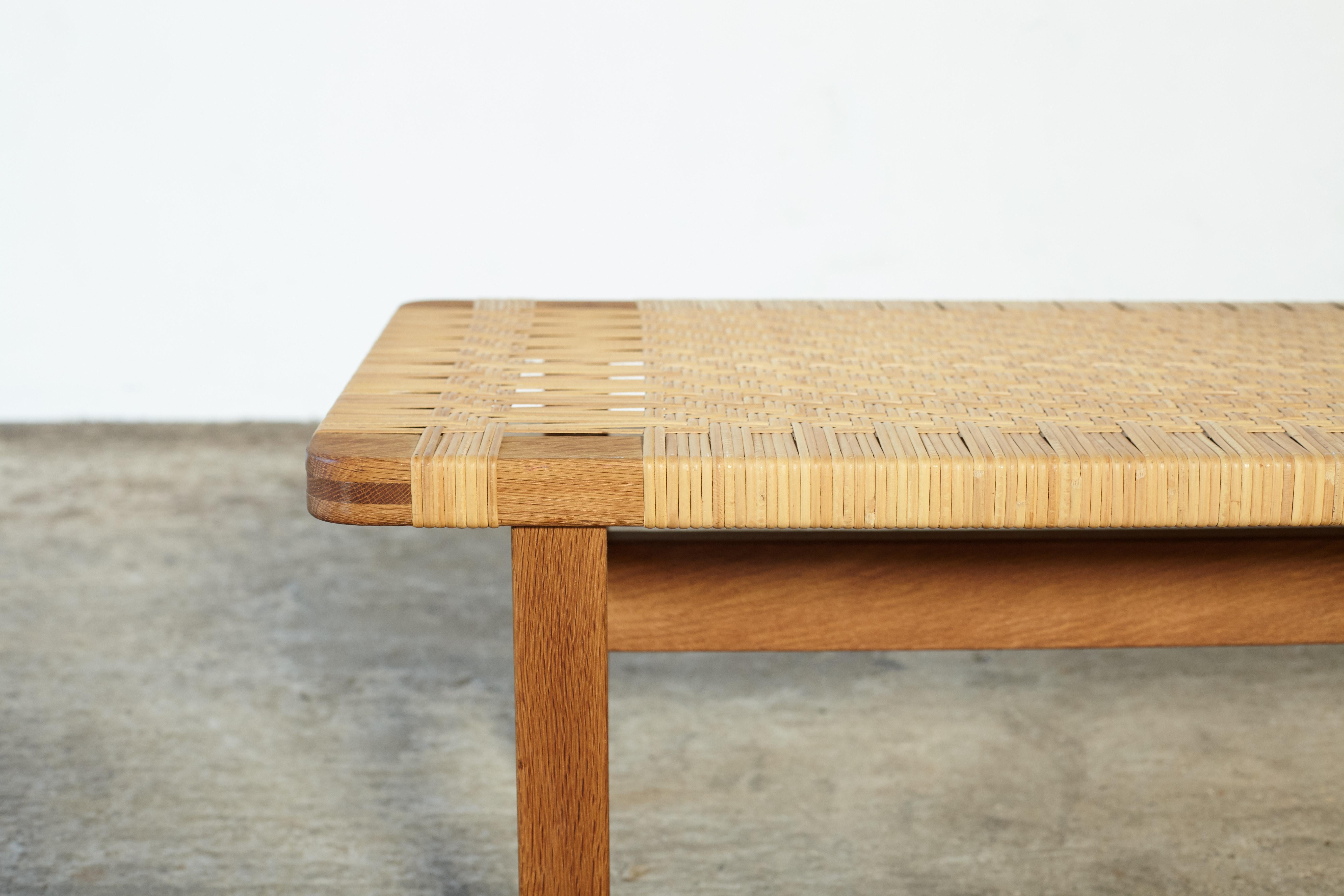 Oak and Cane / Rattan Borge Mogensen Bench, Made by Fredericia, Denmark, 1960s 3