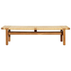 Oak and Cane / Rattan Borge Mogensen Bench, Made by Fredericia, Denmark, 1960s