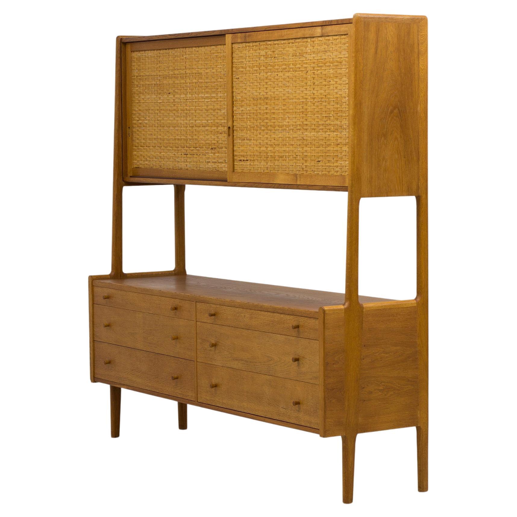 Oak and cane sideboard RY20 by Hans J. Wegner, RY Møbler, 1950s