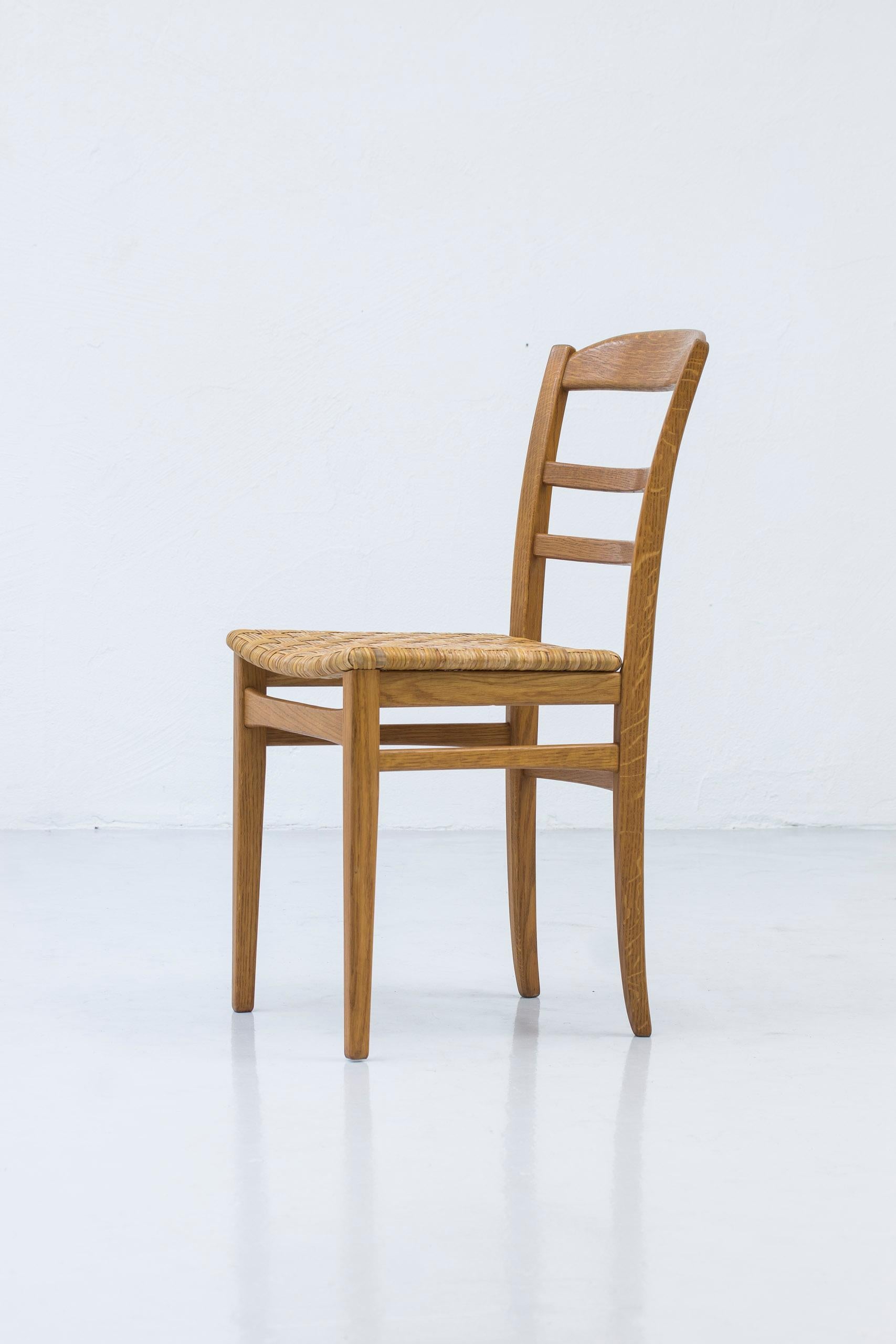 Oak and Cane Weave Dining Chairs by Carl Malmsten, Swedish Modern, 1950s For Sale 5