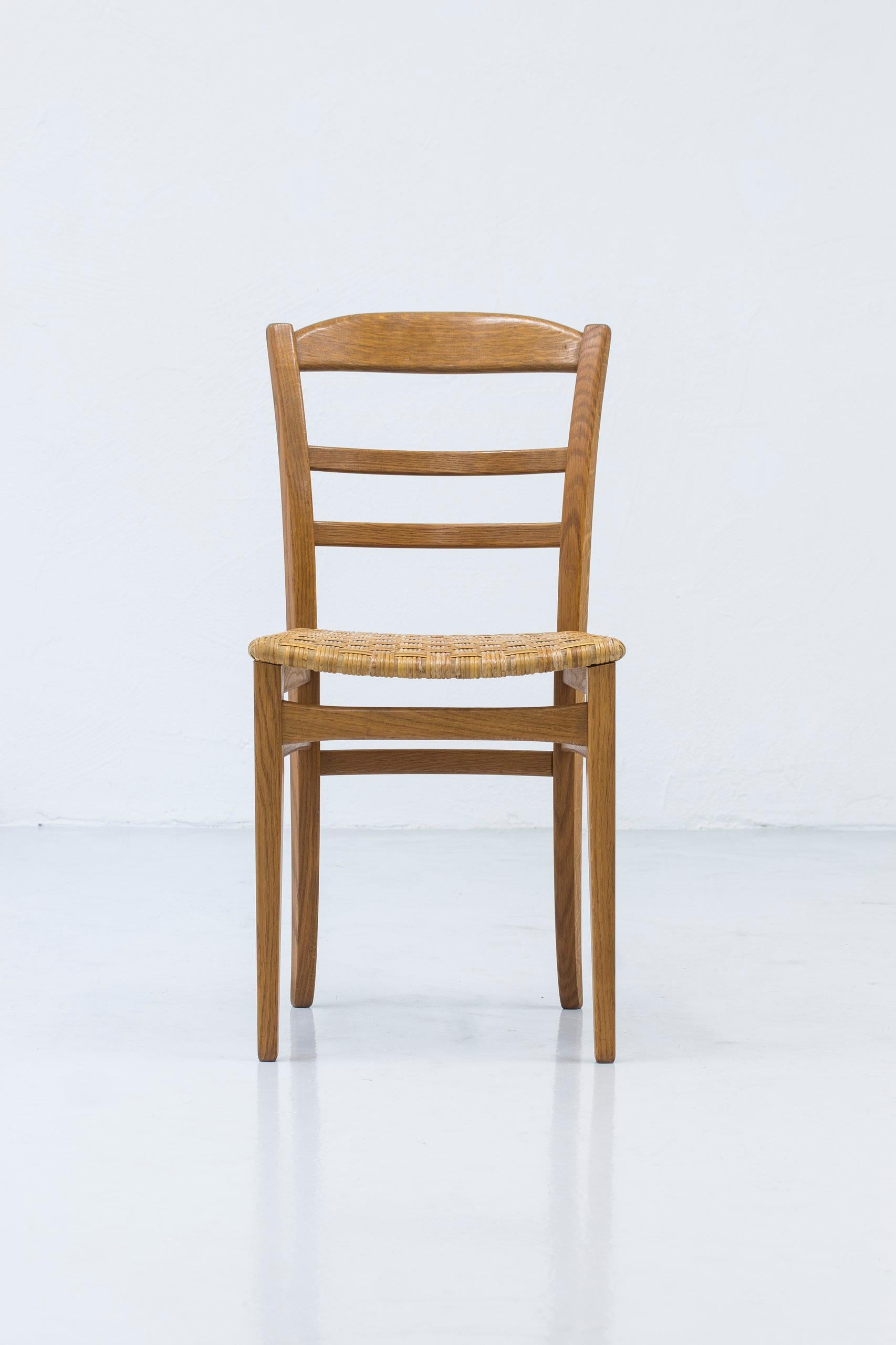 Oak and Cane Weave Dining Chairs by Carl Malmsten, Swedish Modern, 1950s For Sale 6