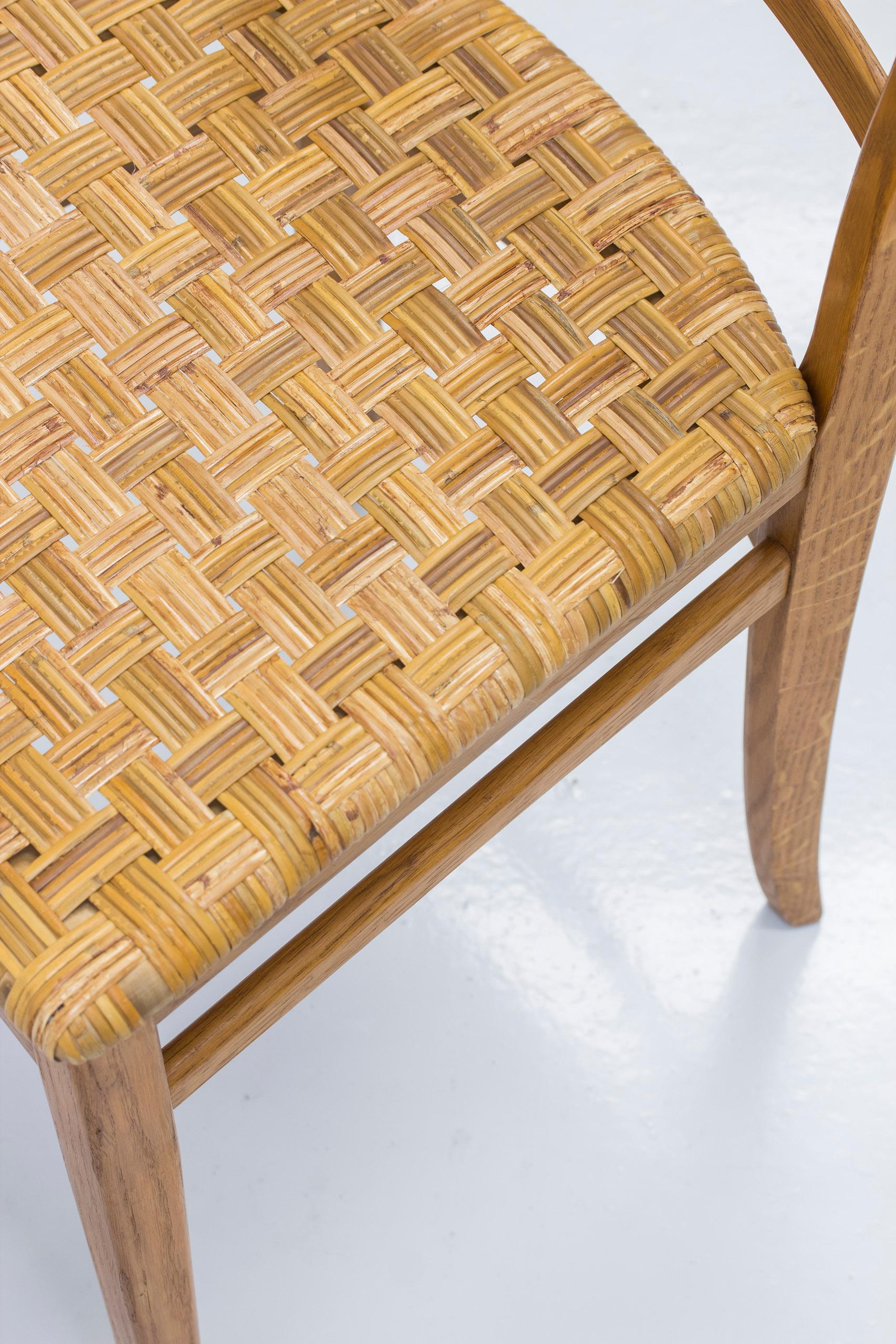 Oak and Cane Weave Dining Chairs by Carl Malmsten, Swedish Modern, 1950s For Sale 2