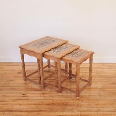 Oak and Ceramic Side table by Henning Kjærnulf