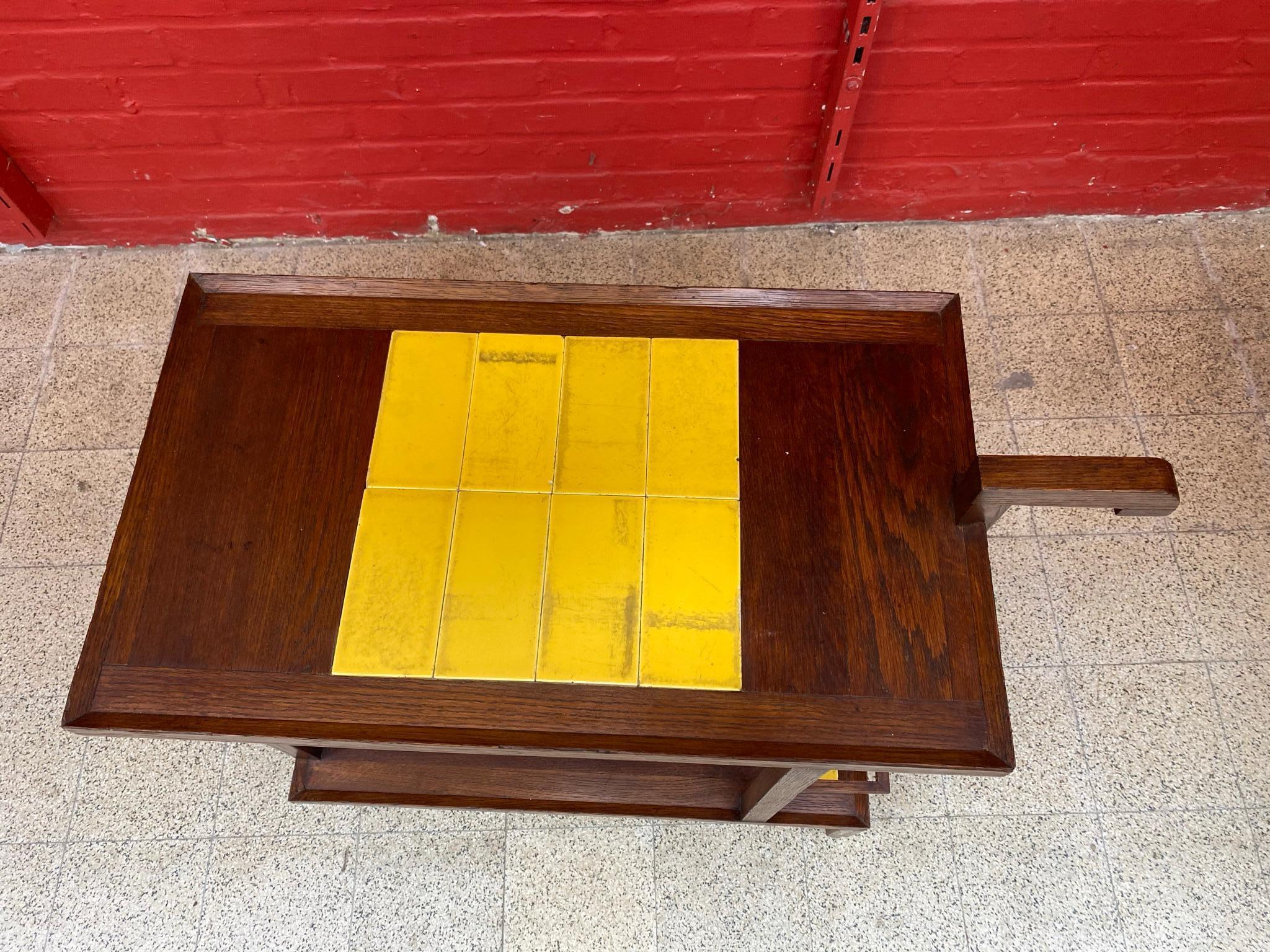Carrello in Oak e ceramica, periodo della ricostruzione, circa 1950 in vendita 1