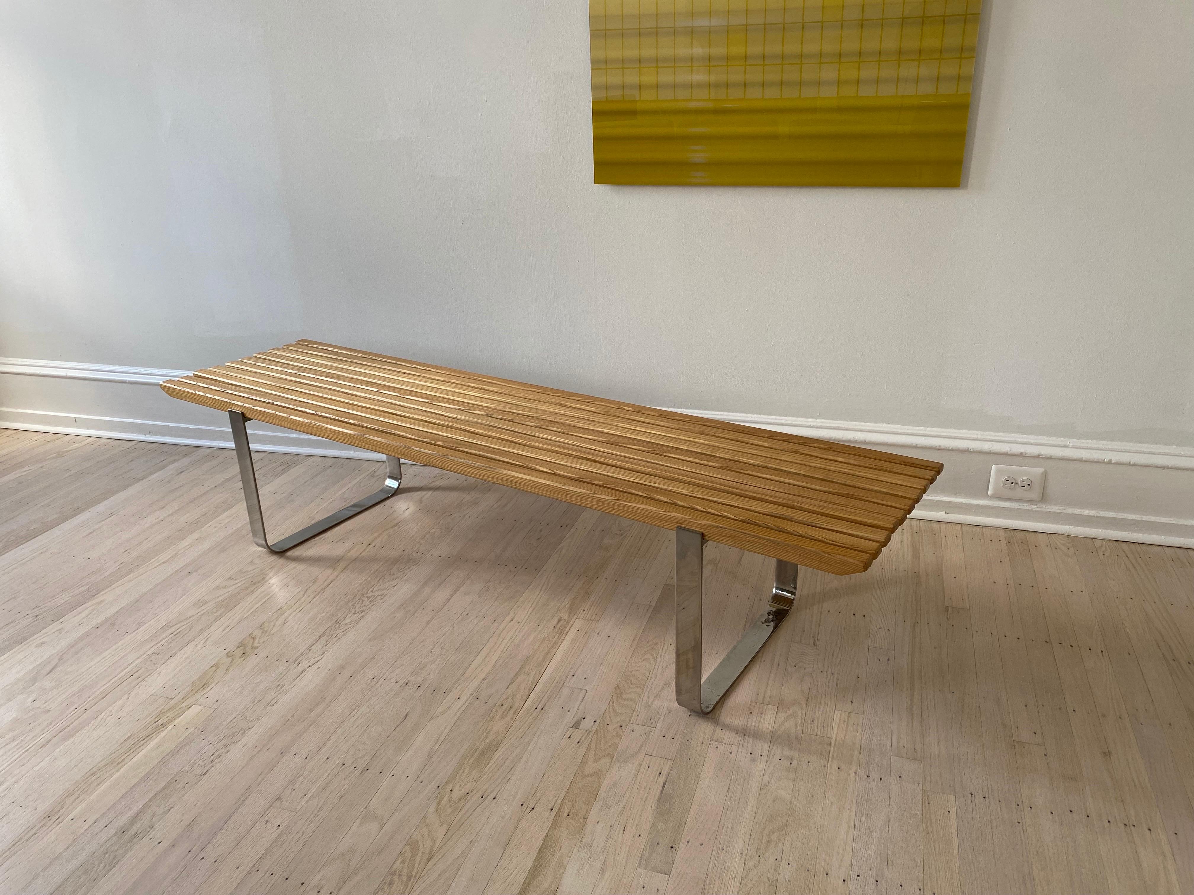 Oak and Chrome Bench 1