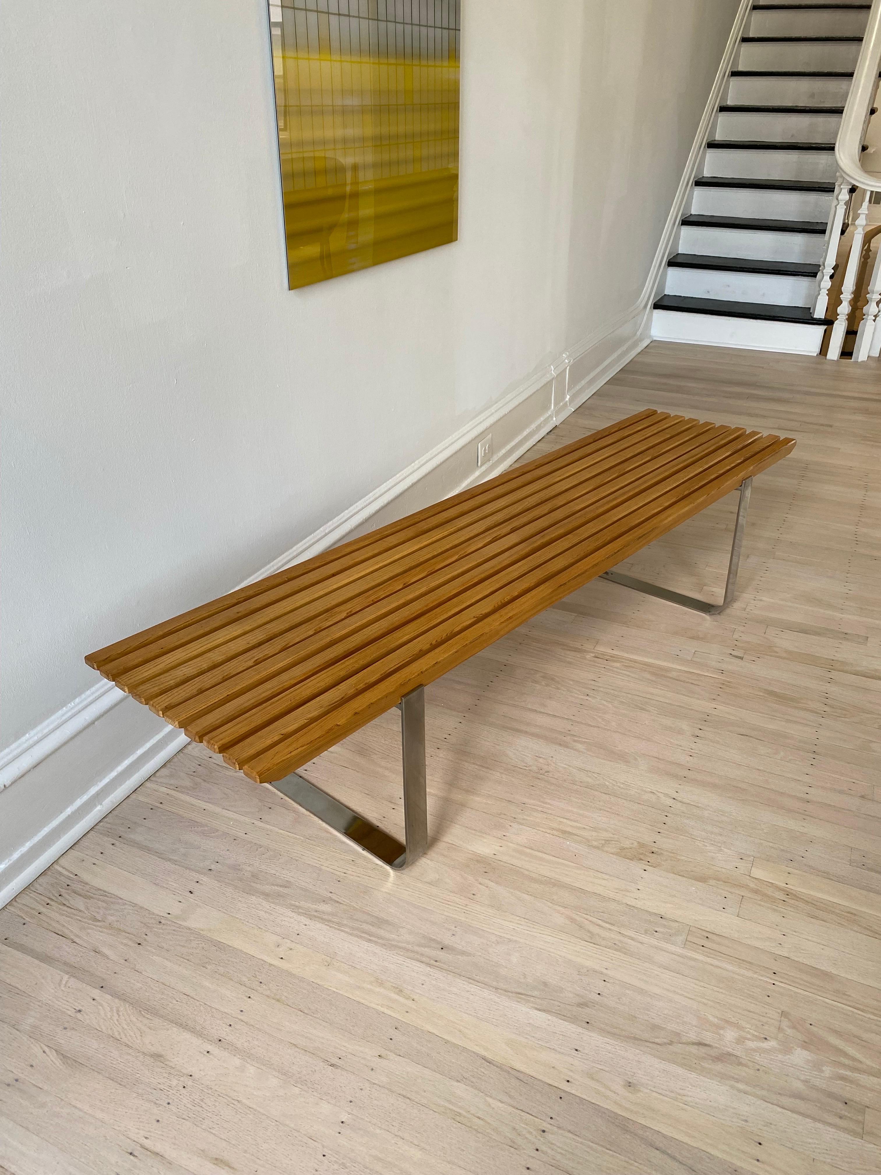 Oak and Chrome Bench 2