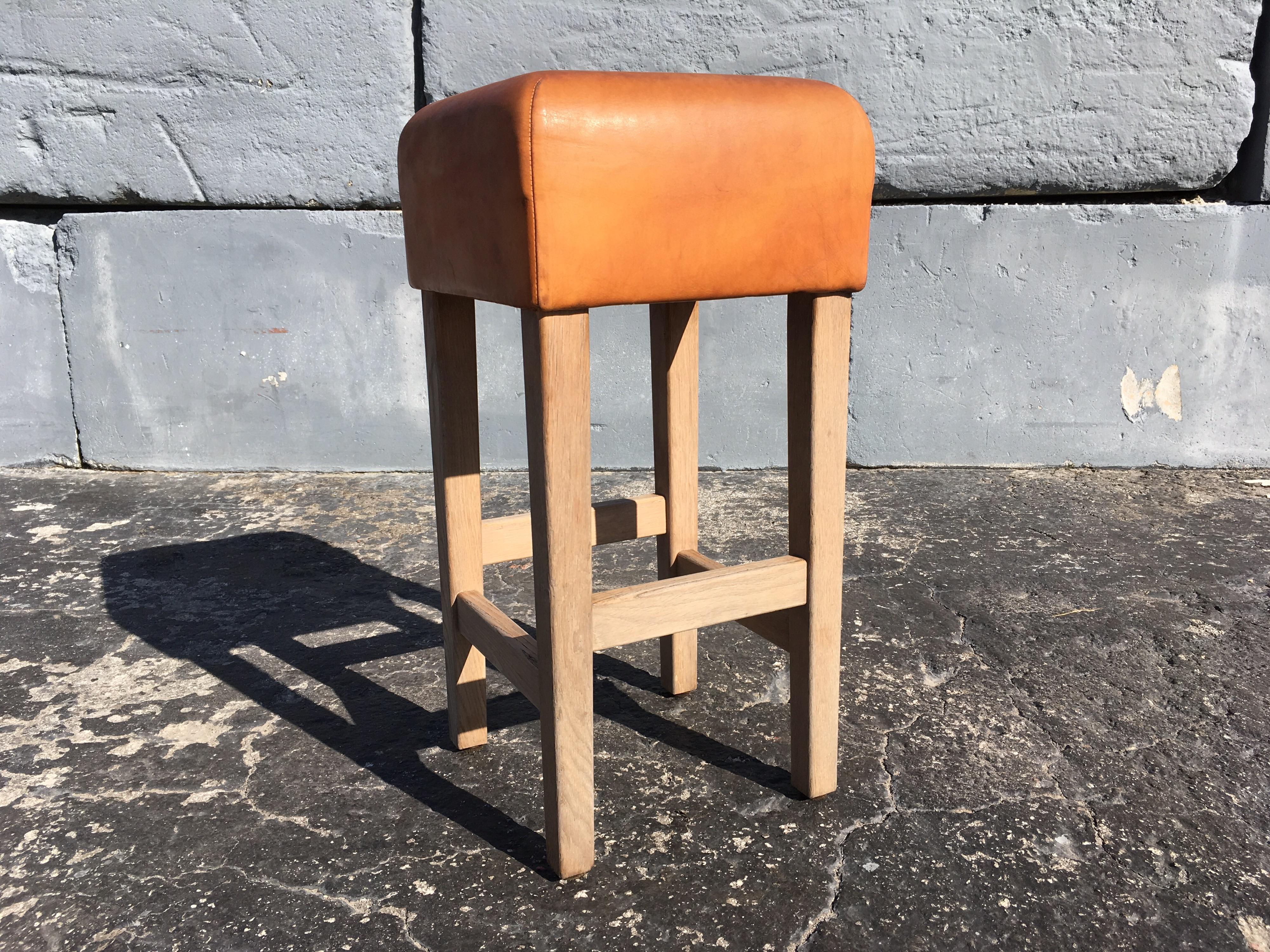 cognac leather counter stool