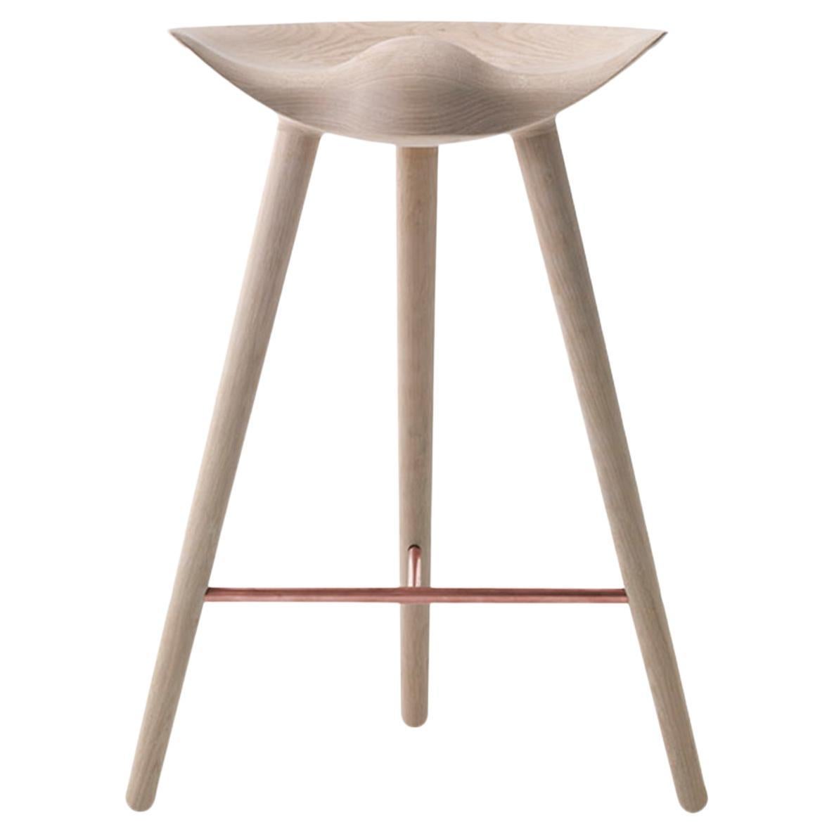 ML 42 Oak and Copper Counter Stool by Lassen For Sale
