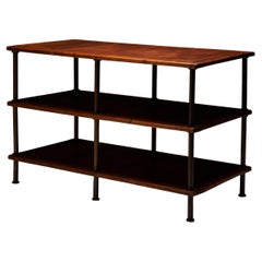 Oak and Copper Industrial Console, France, 20th C