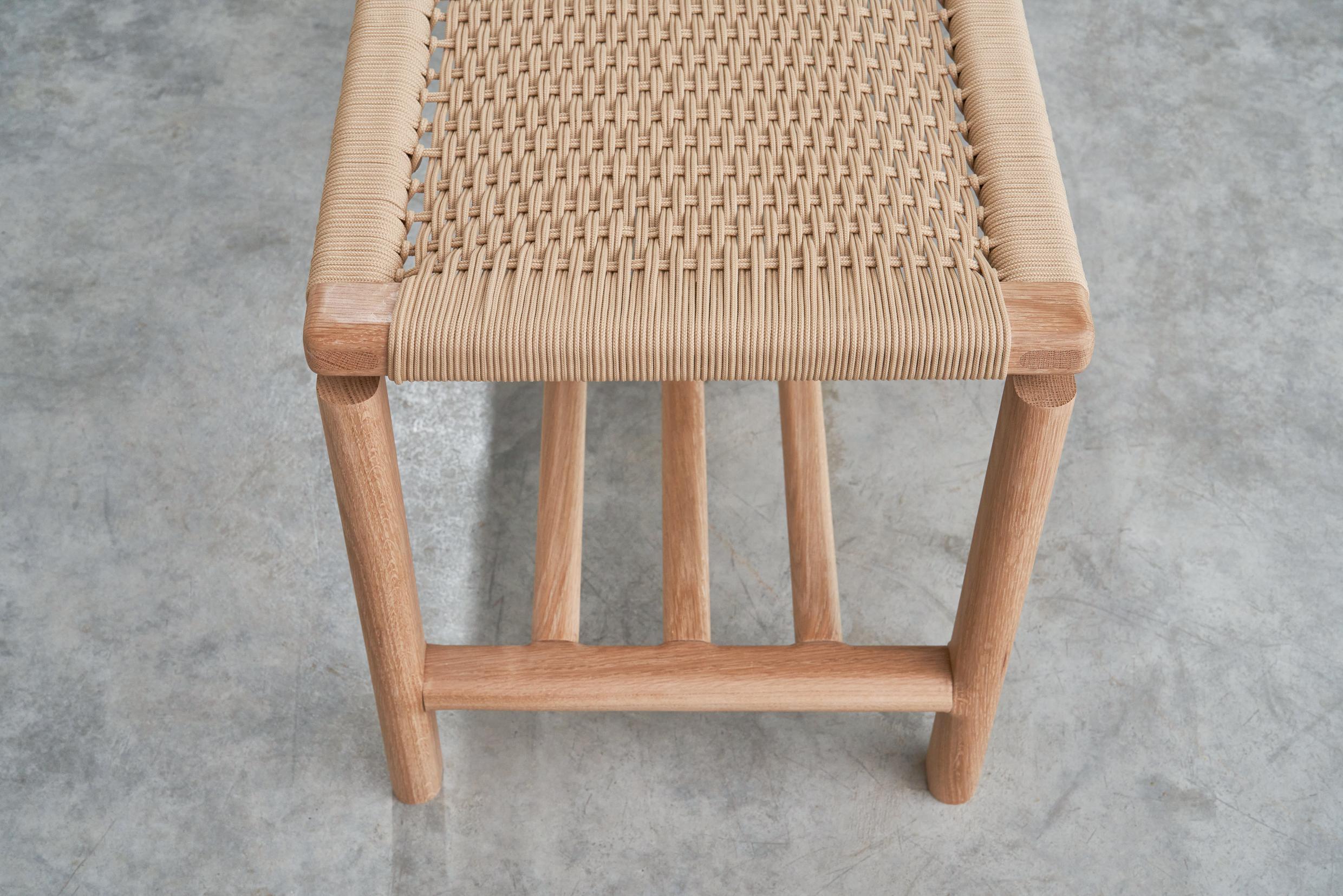 Other Oak and Cord Woven Bench  For Sale