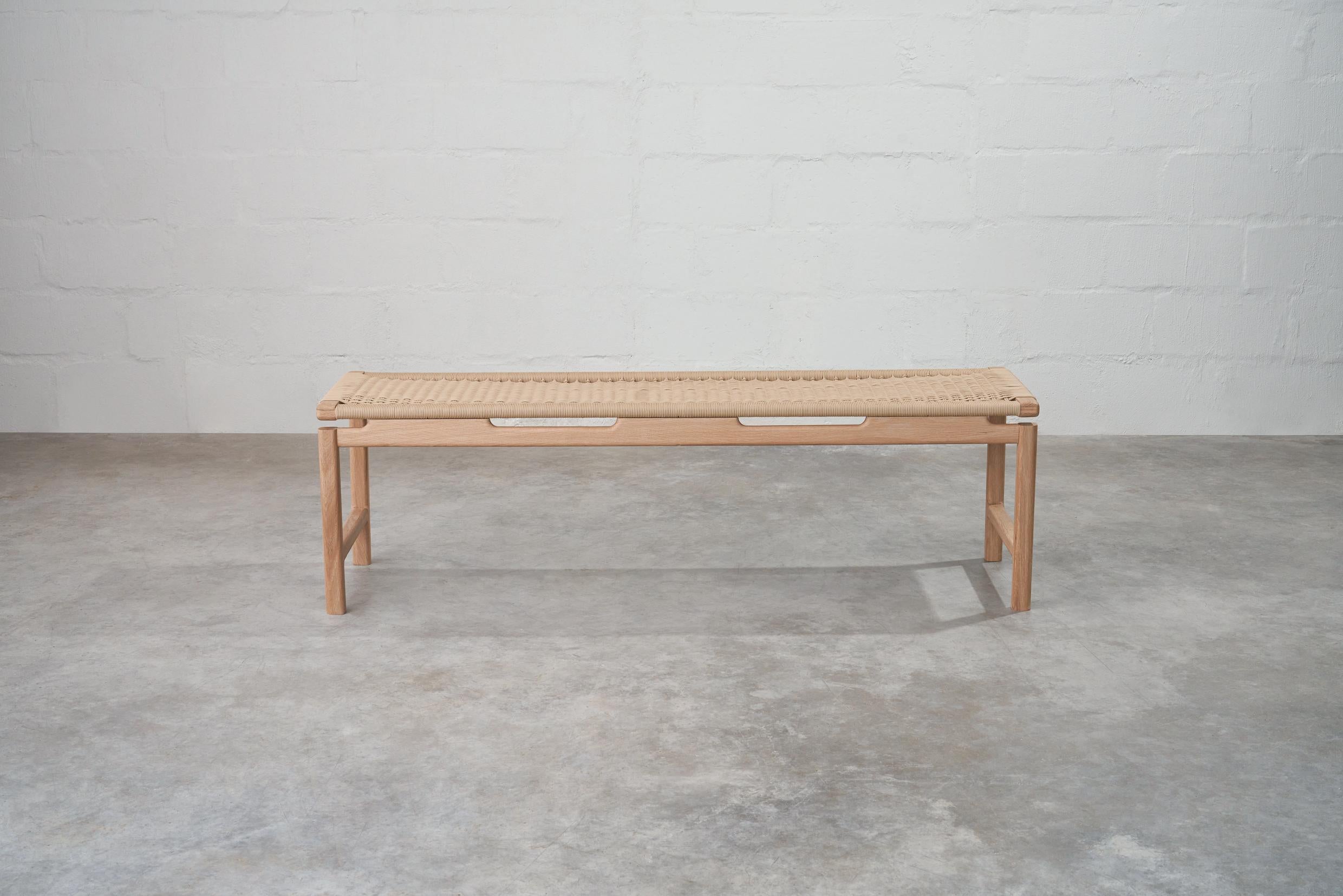 South African Oak and Cord Woven Bench  For Sale