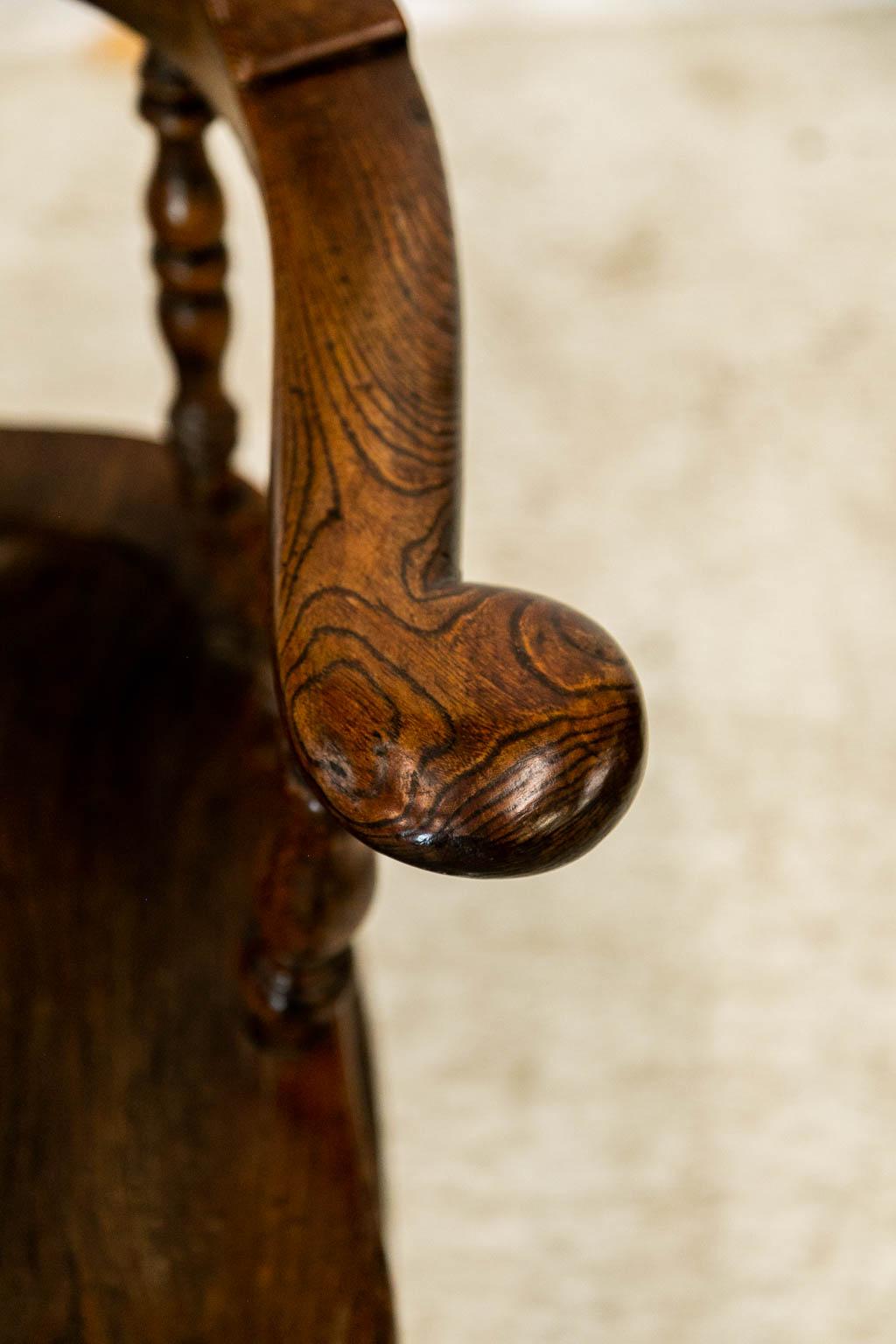 English Oak and Elm Broad Arm Windsor Chair