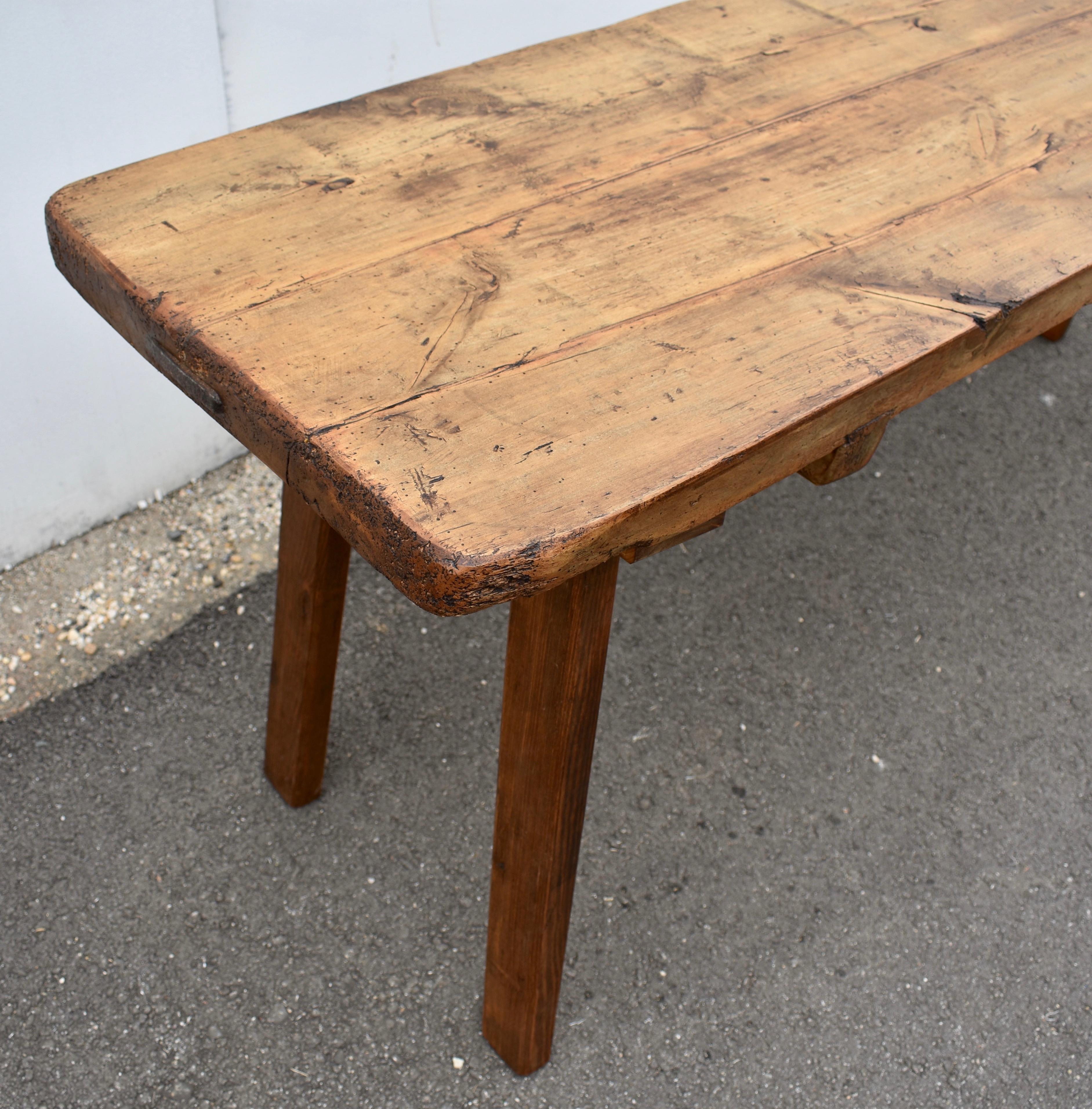 Oak and Elm Pig Bench Butcher's Block Table For Sale 5