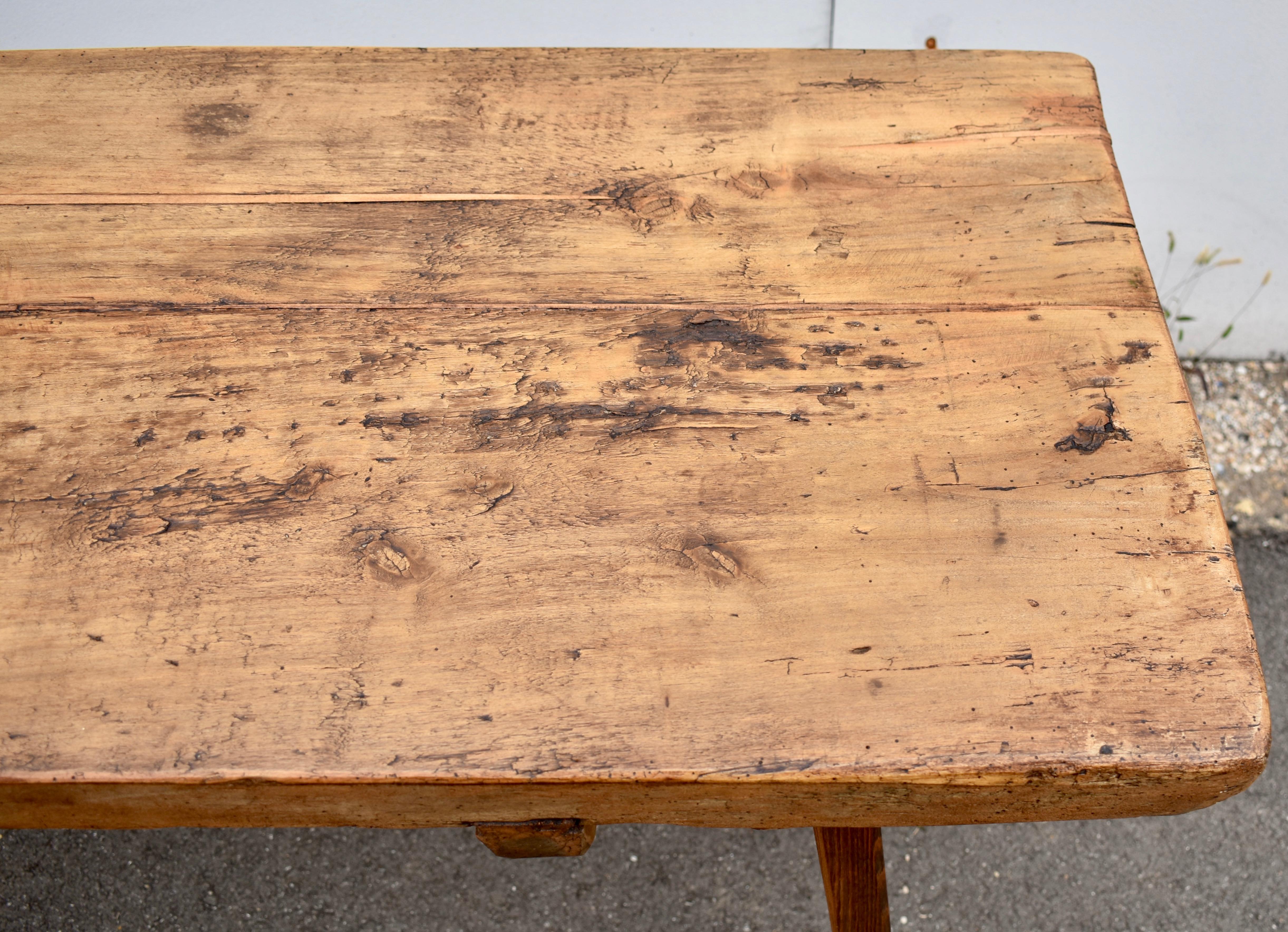 Oak and Elm Pig Bench Butcher's Block Table For Sale 9
