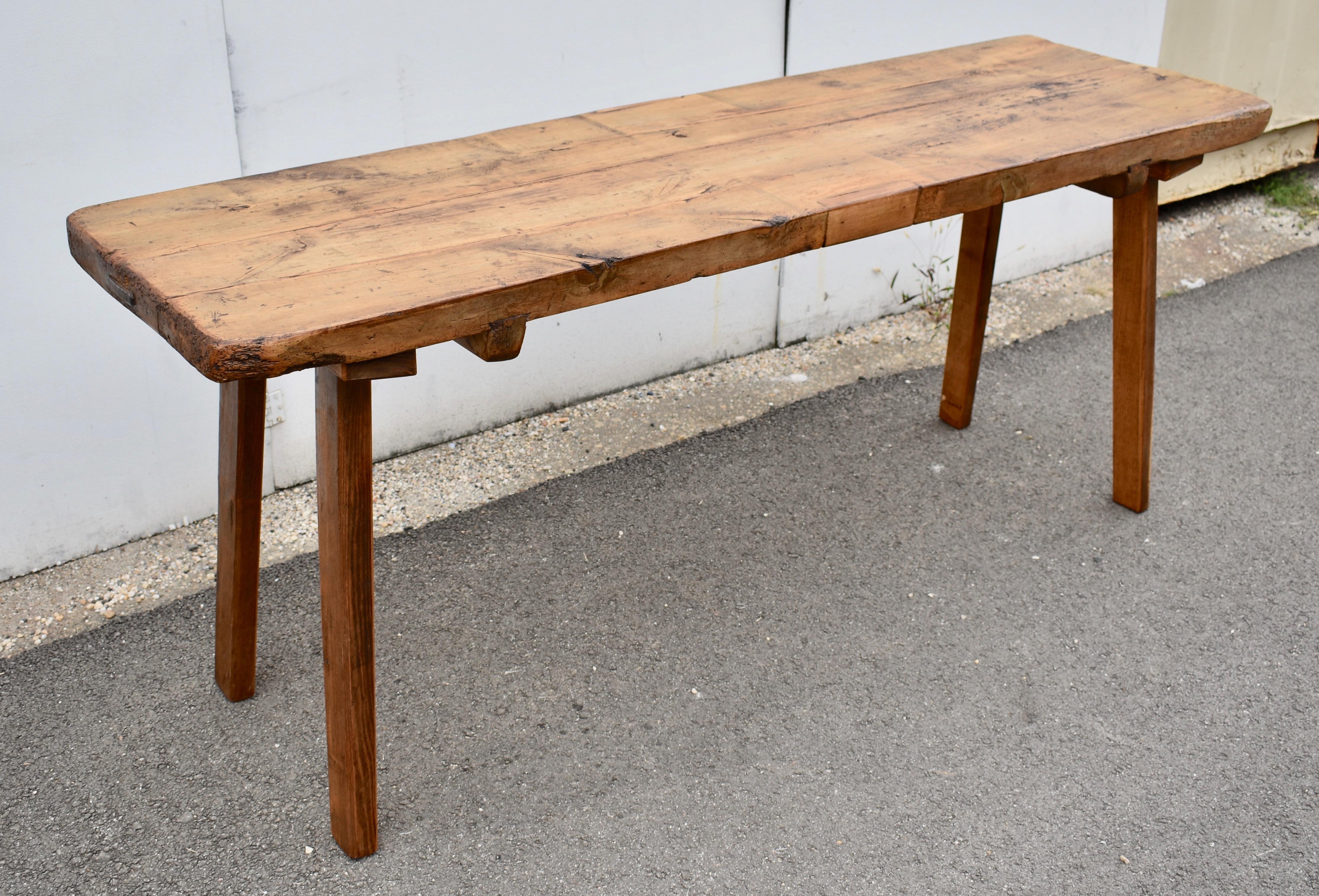 Hungarian Oak and Elm Pig Bench Butcher's Block Table For Sale