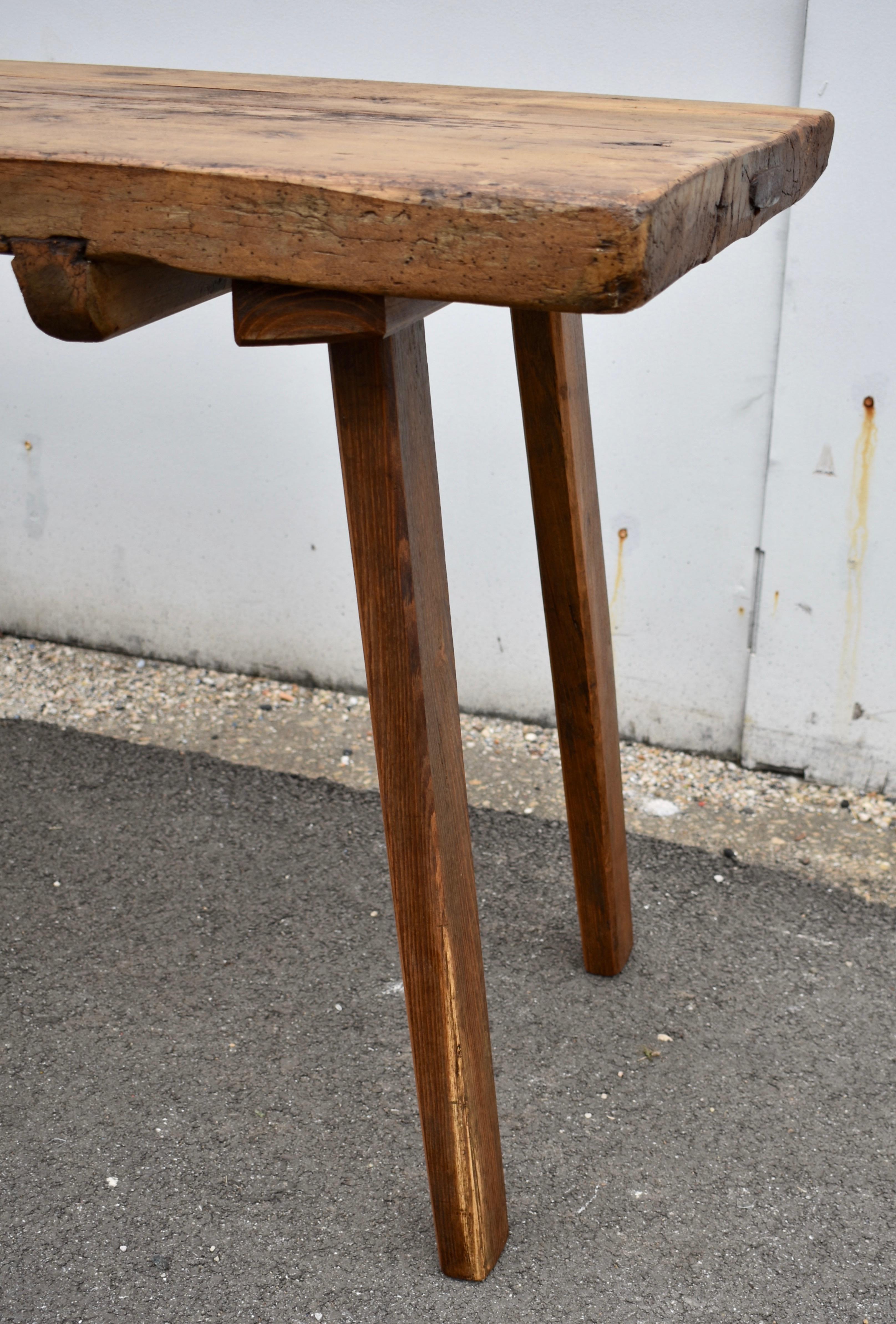 20th Century Oak and Elm Pig Bench Butcher's Block Table For Sale