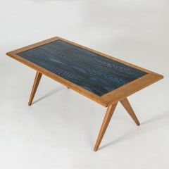 Oak and Enamel Coffee Table by Stig Lindberg