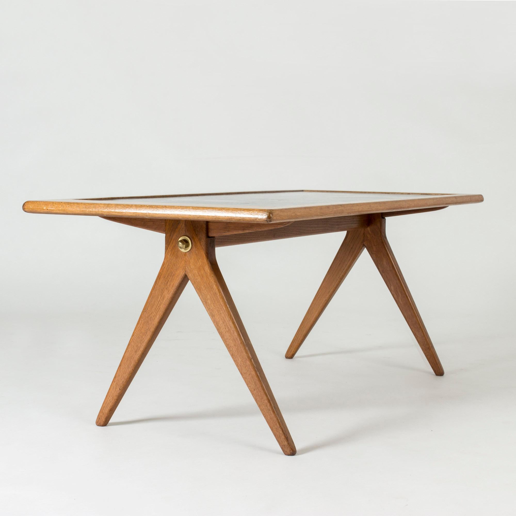 Oak and Enamel Coffee Table by Stig Lindberg In Good Condition In Stockholm, SE