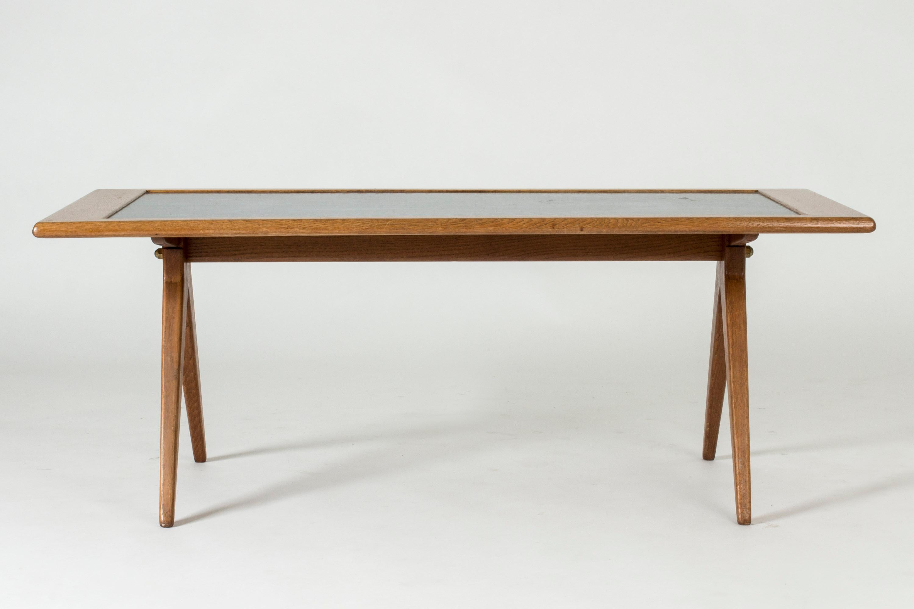 Mid-20th Century Oak and Enamel Coffee Table by Stig Lindberg