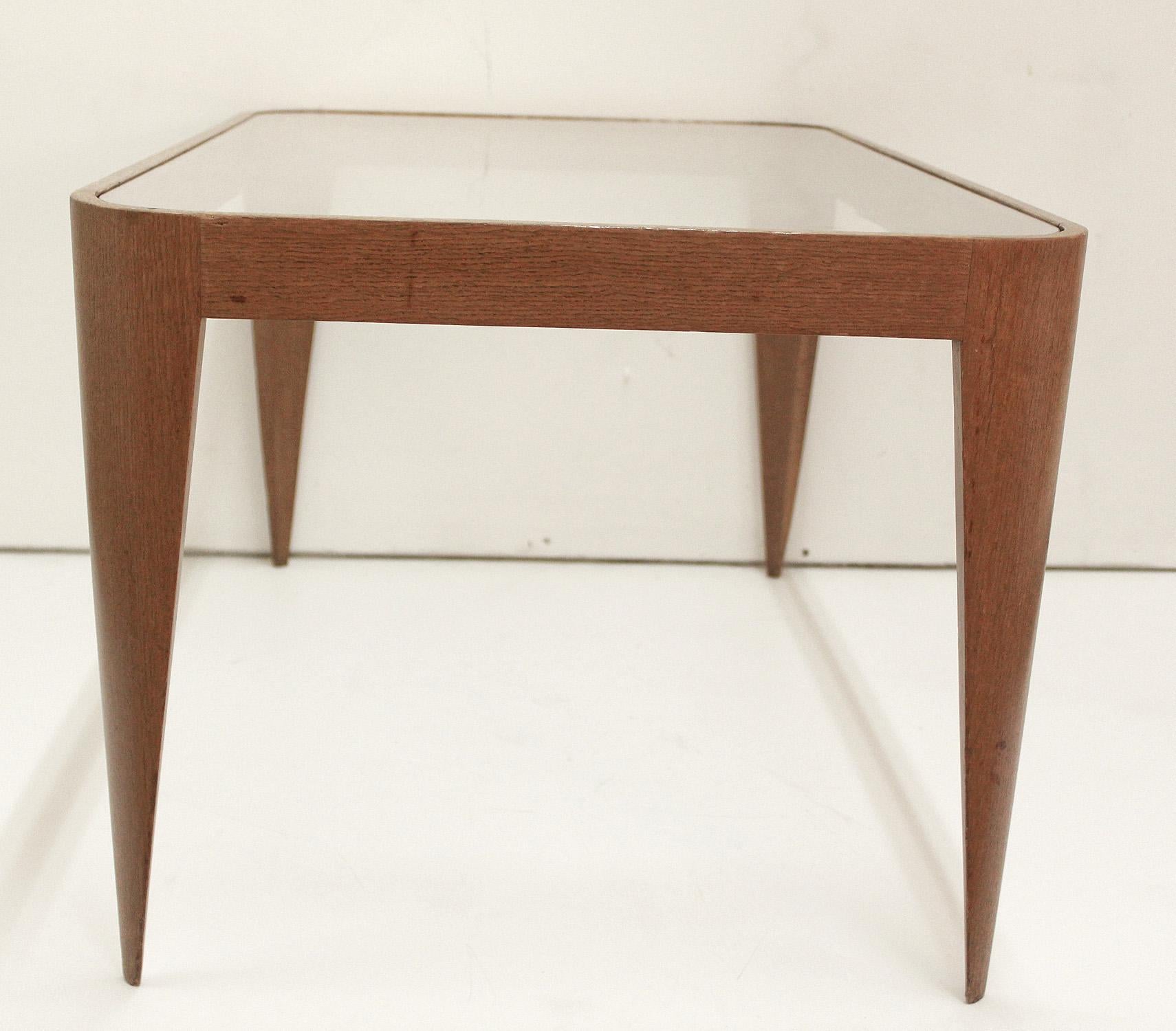 Mid-Century Modern Oak and Glass Coffee Table by Gio Ponti, Italy 1940