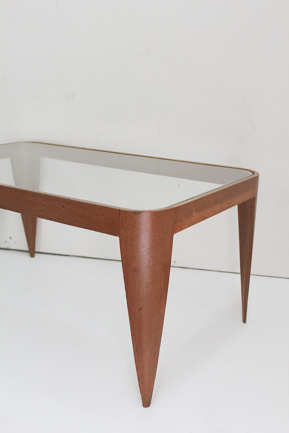 Mid-20th Century Oak and Glass Coffee Table by Gio Ponti, Italy 1940