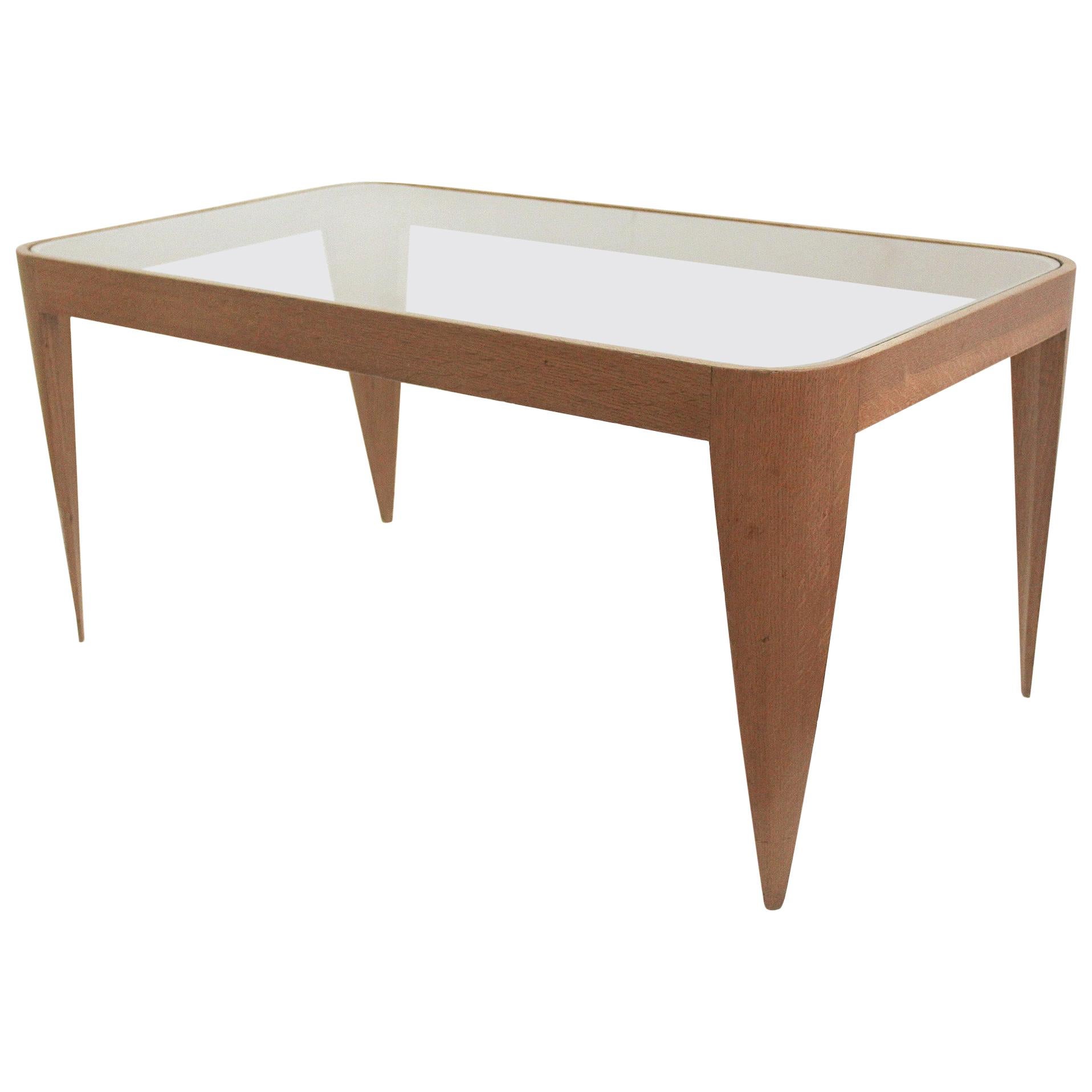 Oak and Glass Coffee Table by Gio Ponti, Italy 1940