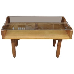 Oak and Glass Top French Coffee Table, circa 1950