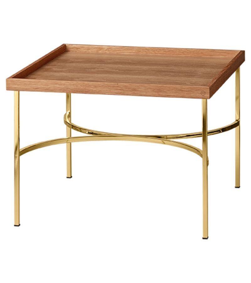 Zeitgenössischer Tabletttisch aus Eiche und Gold (Moderne) im Angebot