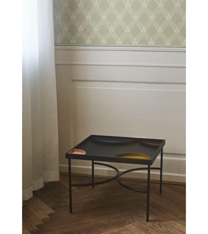 Danish Oak and Gold Contemporary Tray Table For Sale