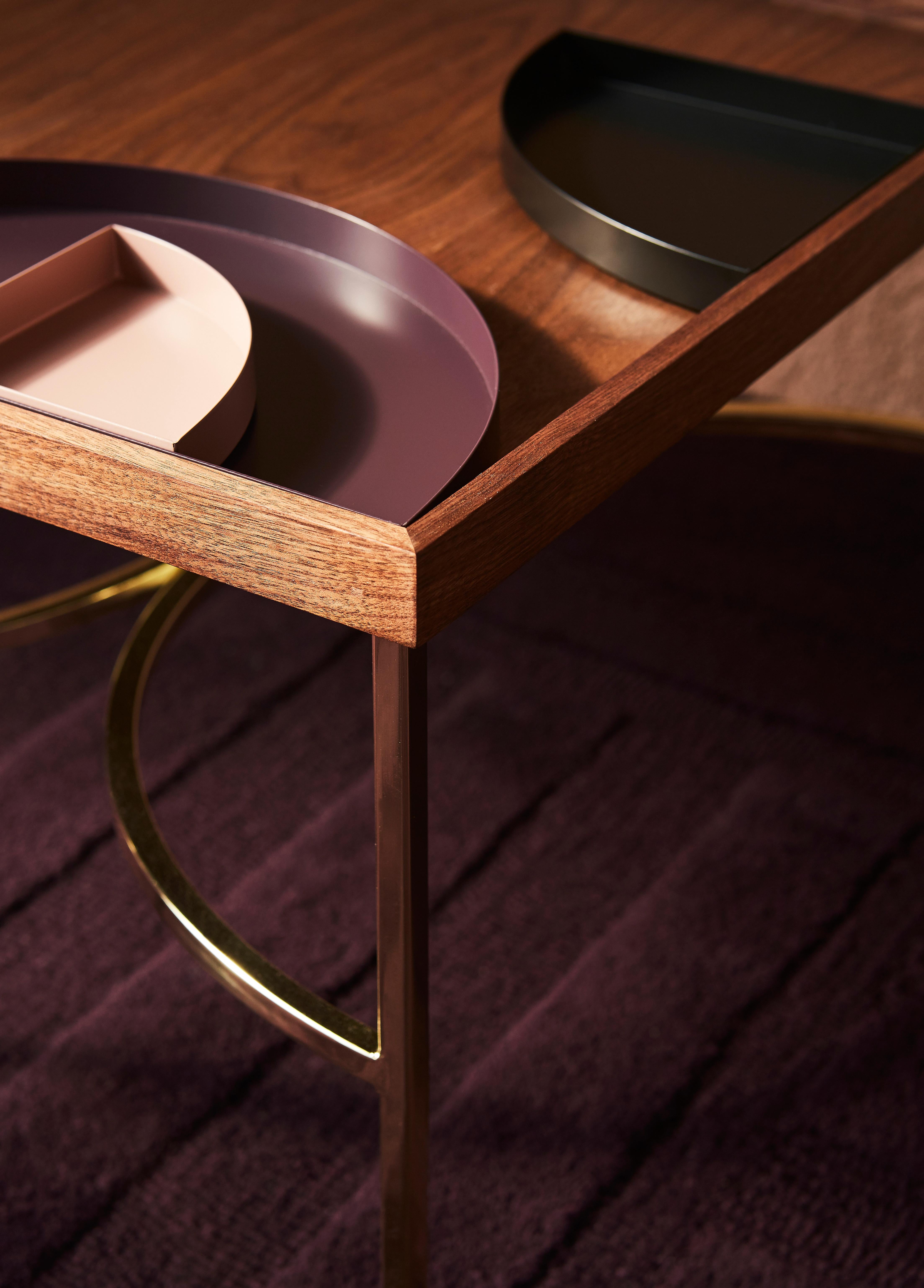 Plated Oak and Gold Contemporary Tray Table