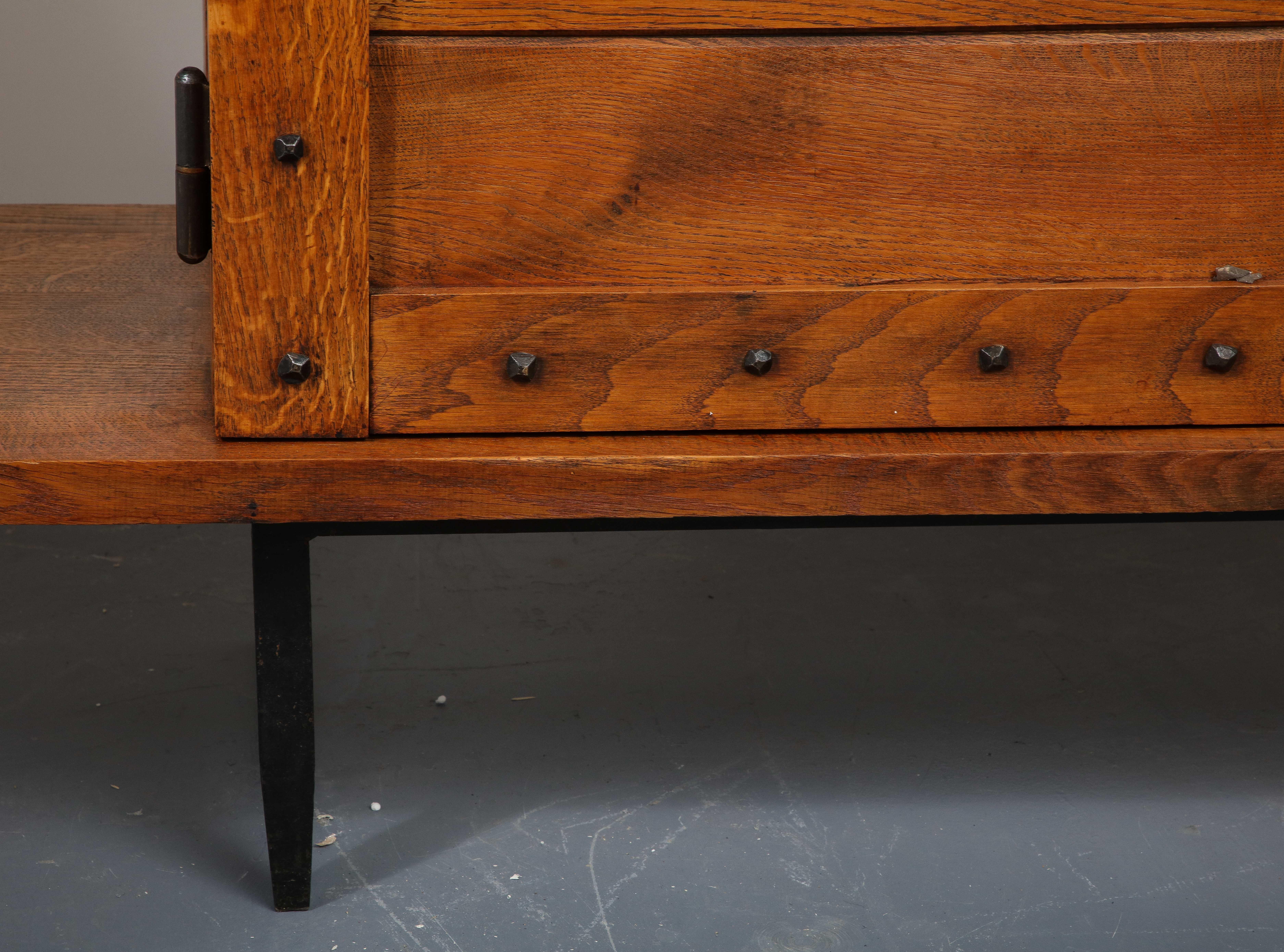 Oak and Iron Sideboard by the Artisans of Les Marolles, France, Mid-20th Century In Good Condition In New York City, NY