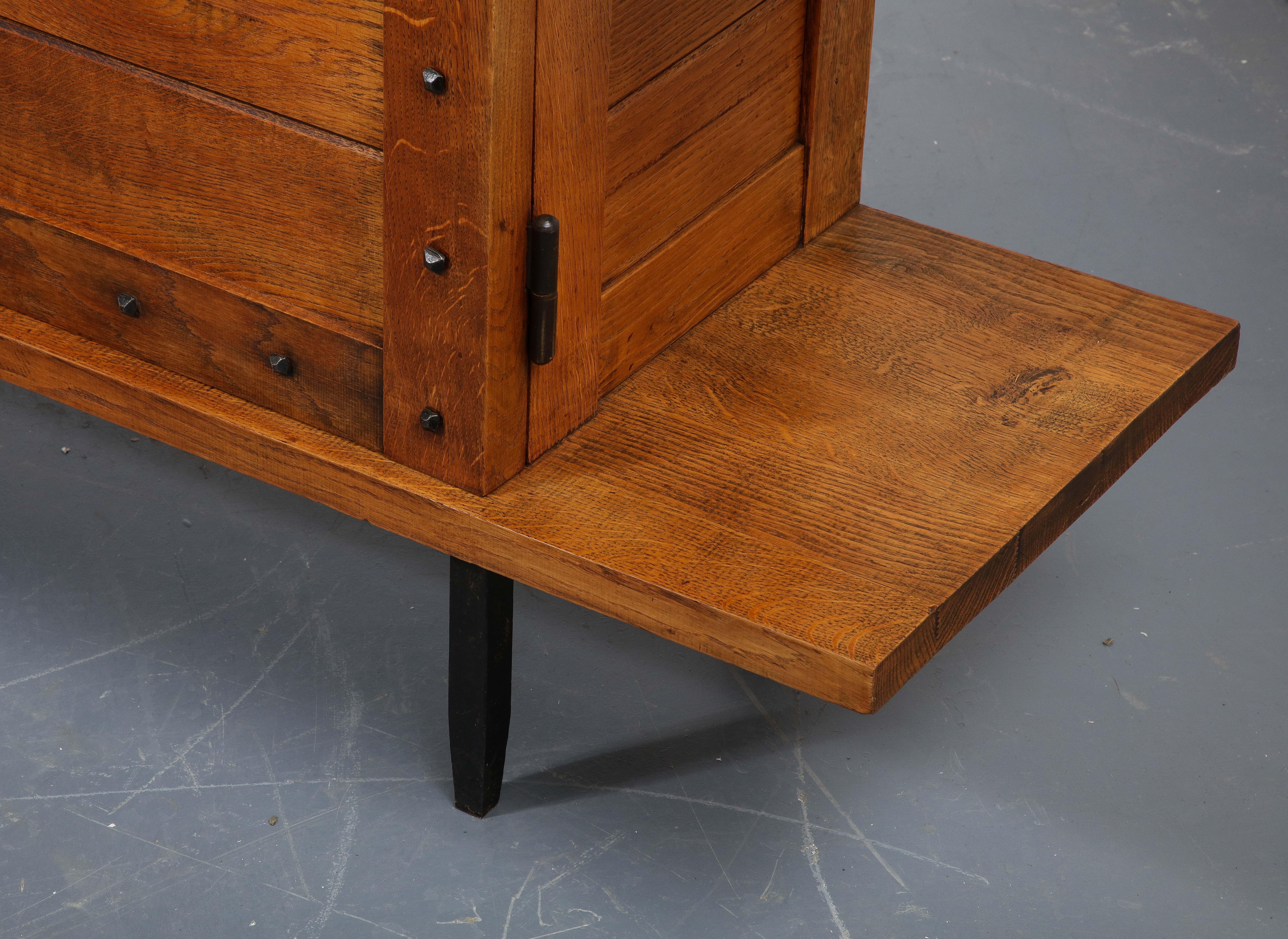 Oak and Iron Sideboard by the Artisans of Les Marolles, France, Mid-20th Century 3