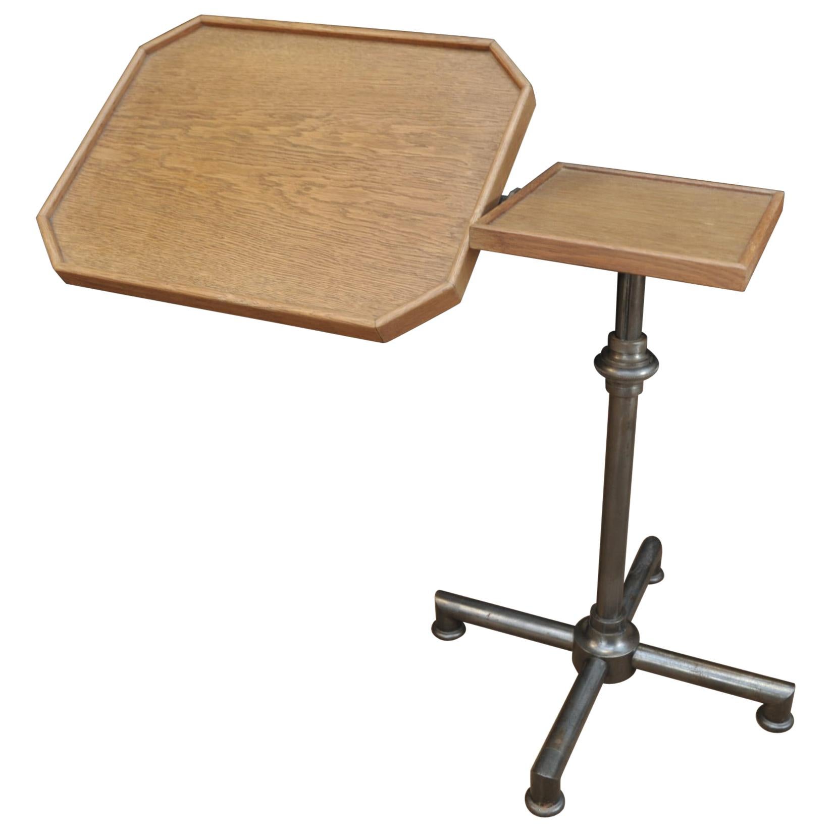 Oak and Iron Sofa or Bed Desk Table with Turning System on France circa