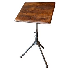 Oak and Japanned Steel Adjustable Field Surveyor's Easel