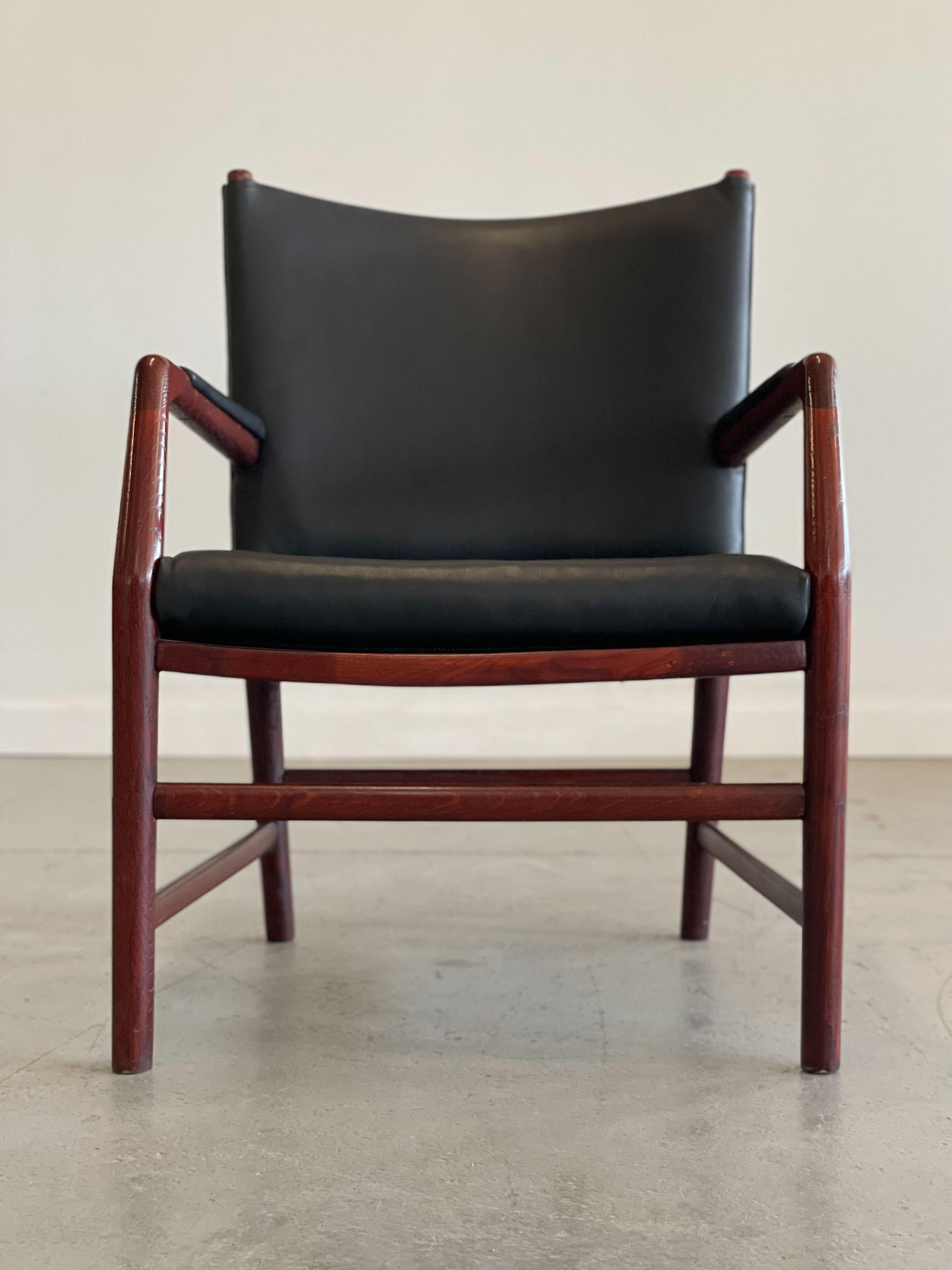 Danish Oak and Leather Aarhus ‘Town Hall’ Chair designed by Hans Wegner for Plan Mobel For Sale