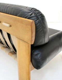 Sillones y sofá África de roble y cuero de Esko Pajamies para Asko Oy, década de 1970