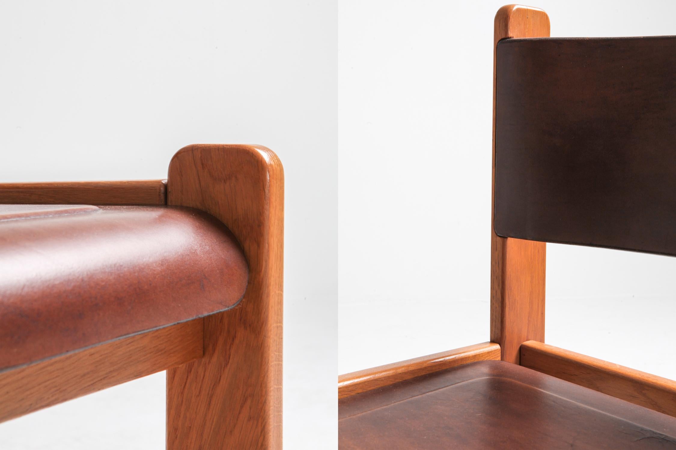 Oak and Leather Dining Chairs 4