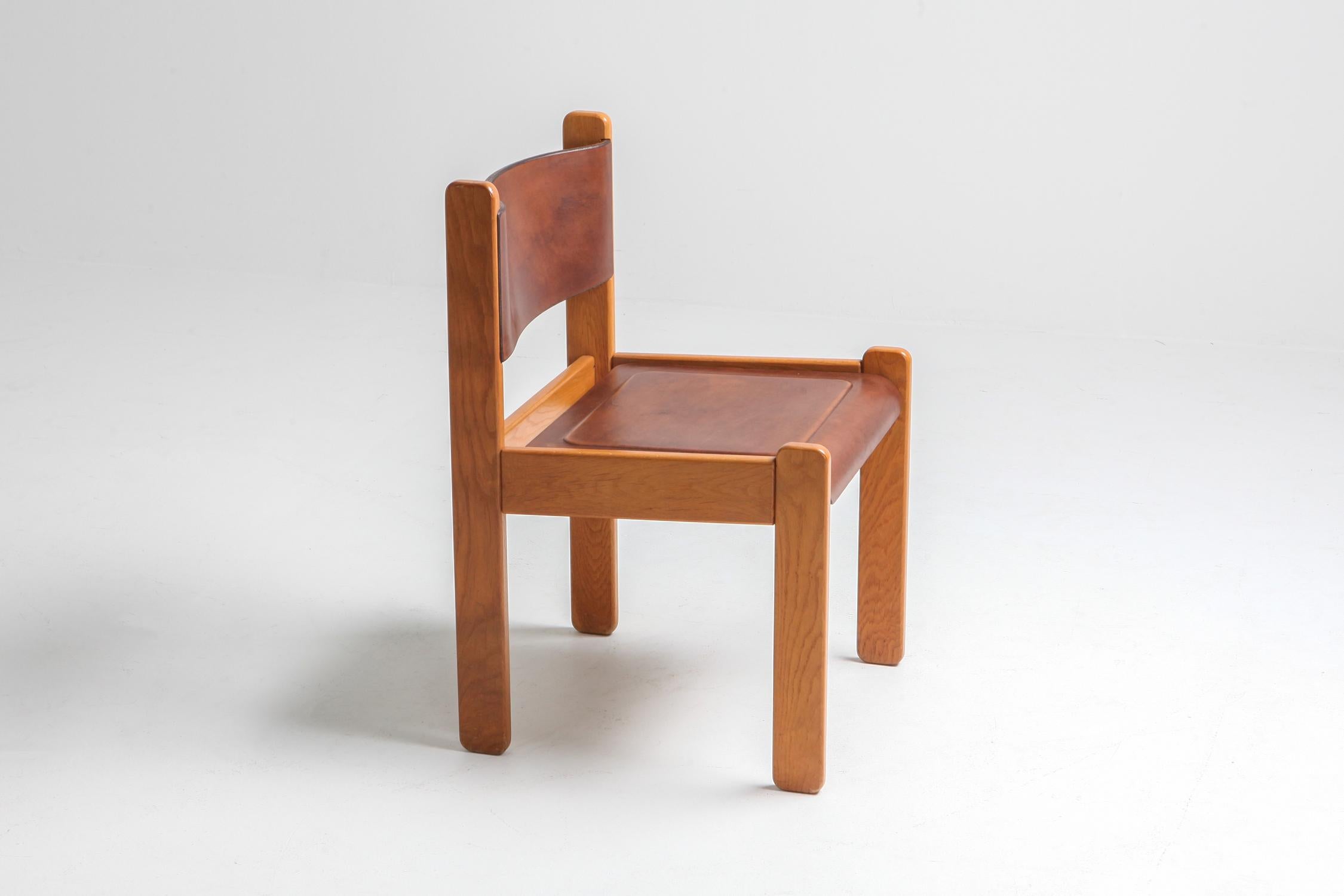 Oak and Leather Dining Chairs 1
