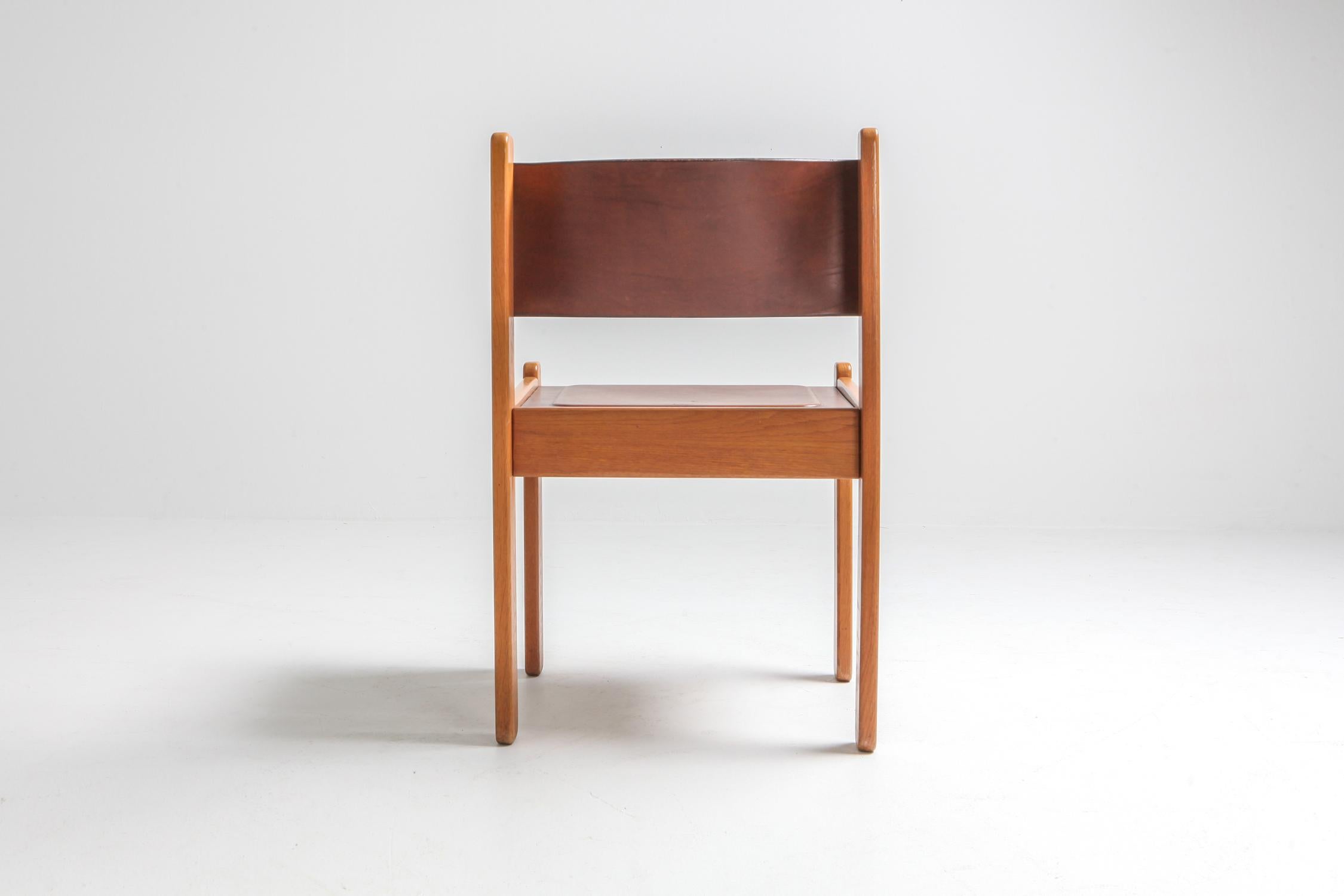 Oak and Leather Dining Chairs 2