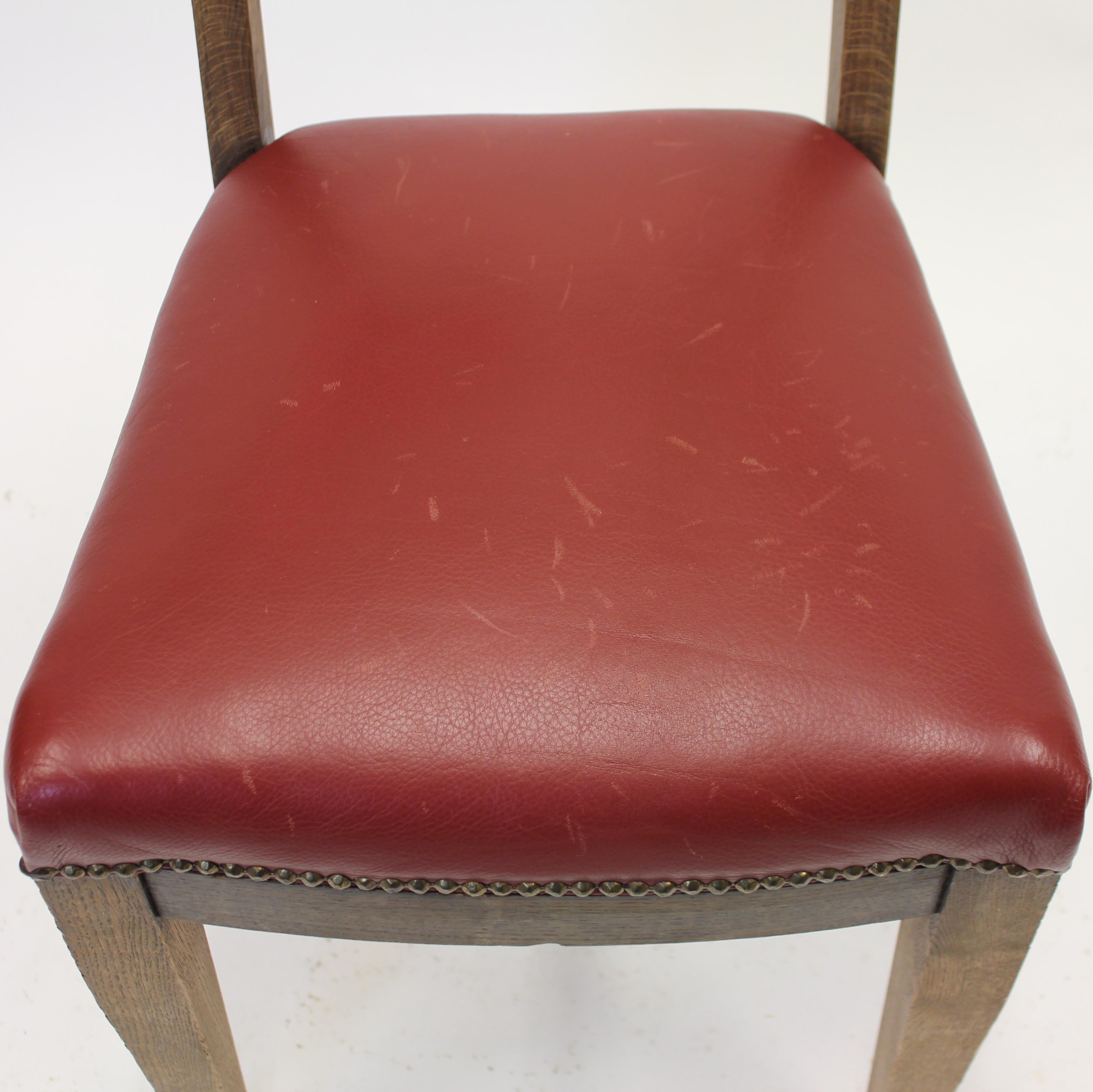 Oak and Leather Klismos Chair, Early 20th Century 6