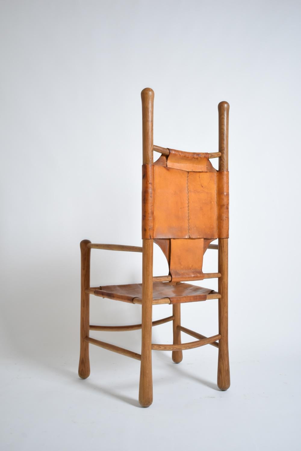 Großer Sessel aus Eiche und Leder, 1960er-Jahre (Niederländisch) im Angebot