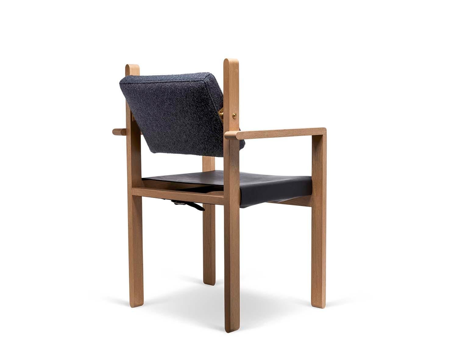 Mid-Century Modern Oak and Leather Morro Dining Chair by Lawson-Fenning
