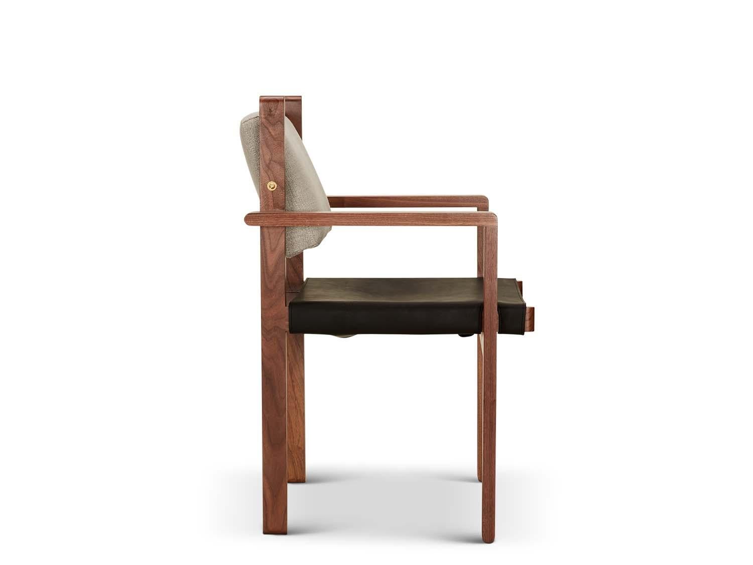 American Oak and Leather Morro Dining Chair by Lawson-Fenning